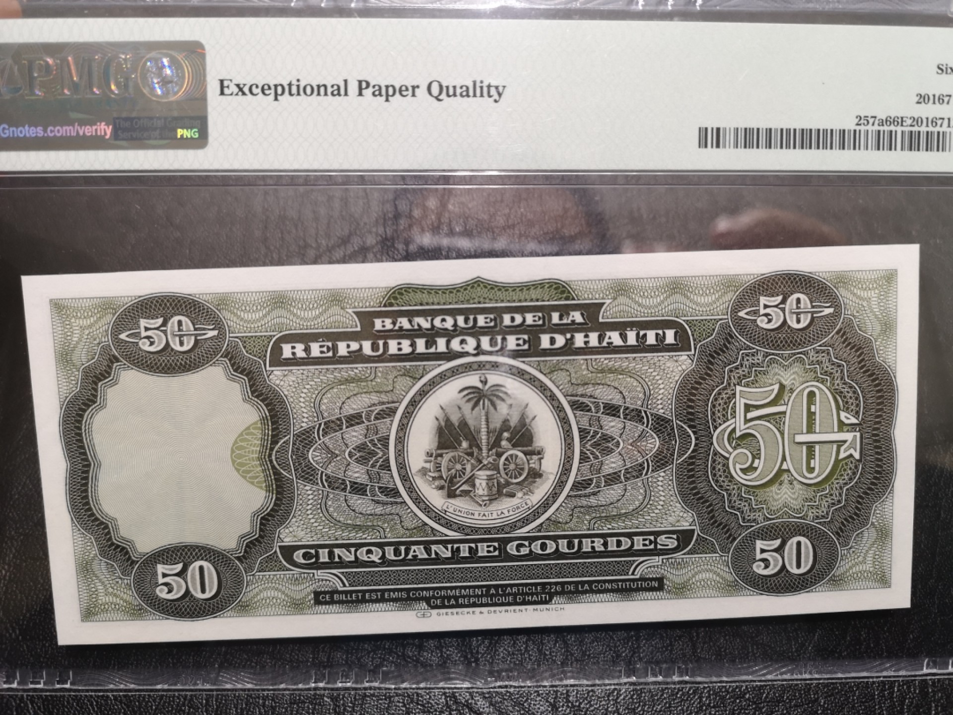 《外钞收藏家》第一百七十三期拍卖 1991年海地50 PMG66 AA冠百位号