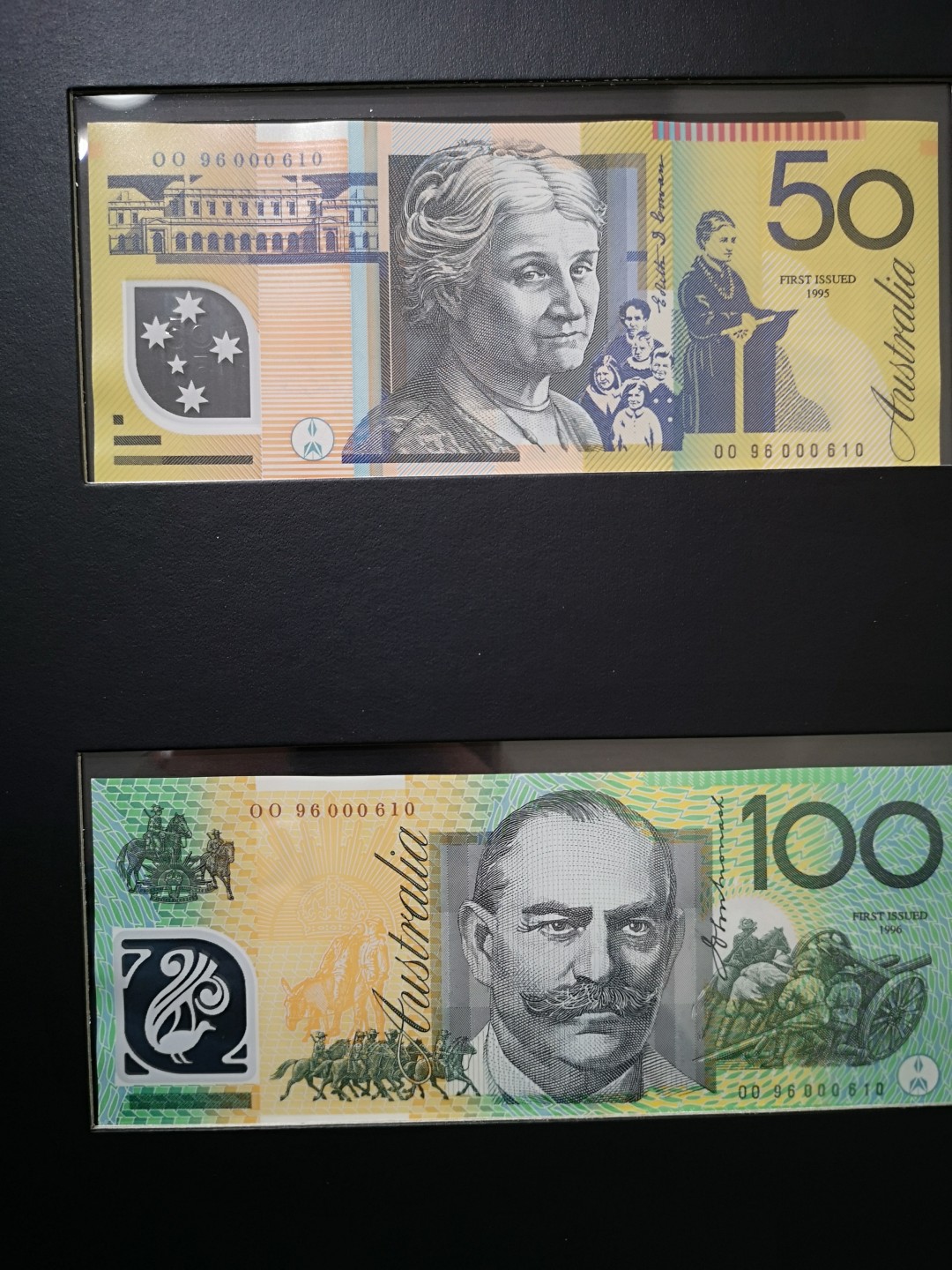 《外钞收藏家》第一百七十三期拍卖 1996年澳大利亚 首发年份 全同号塑料钞一套 超精美册子 