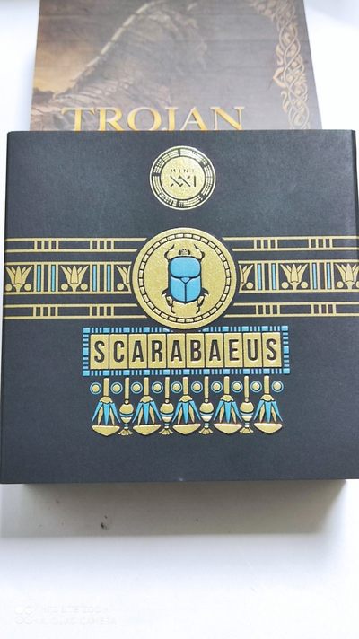 【海寧潮客户代拍】纽埃2021, 圣甲虫护身符, 50克加大(直径达50mm)镶嵌天然水草纹绿松石,高浮雕仿古银币, 盒证齐全