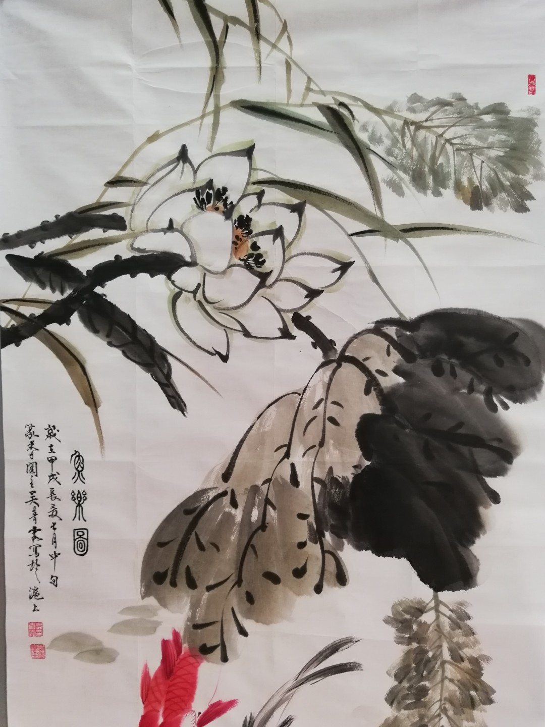 保真手绘名家小写意水墨花鸟国画一幅。 
