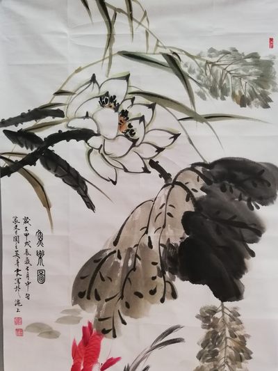 保真手绘名家小写意水墨花鸟国画一幅。  保真手绘名家小写意水墨花鸟国画一幅。 