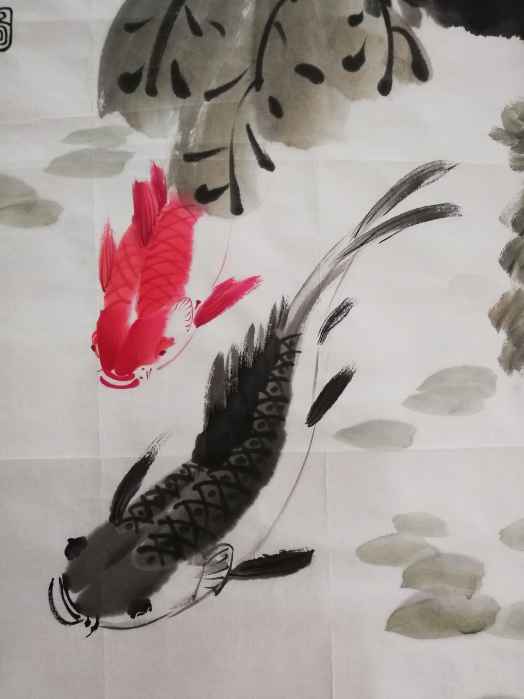 保真手绘名家小写意水墨花鸟国画一幅。 