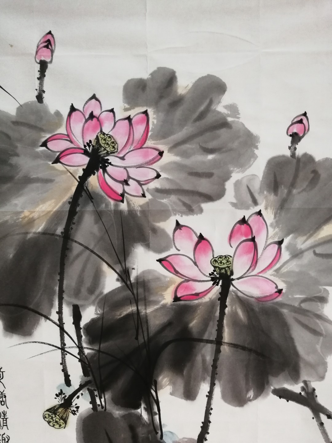 保真手绘名家小写意水墨花鸟国画一幅。 