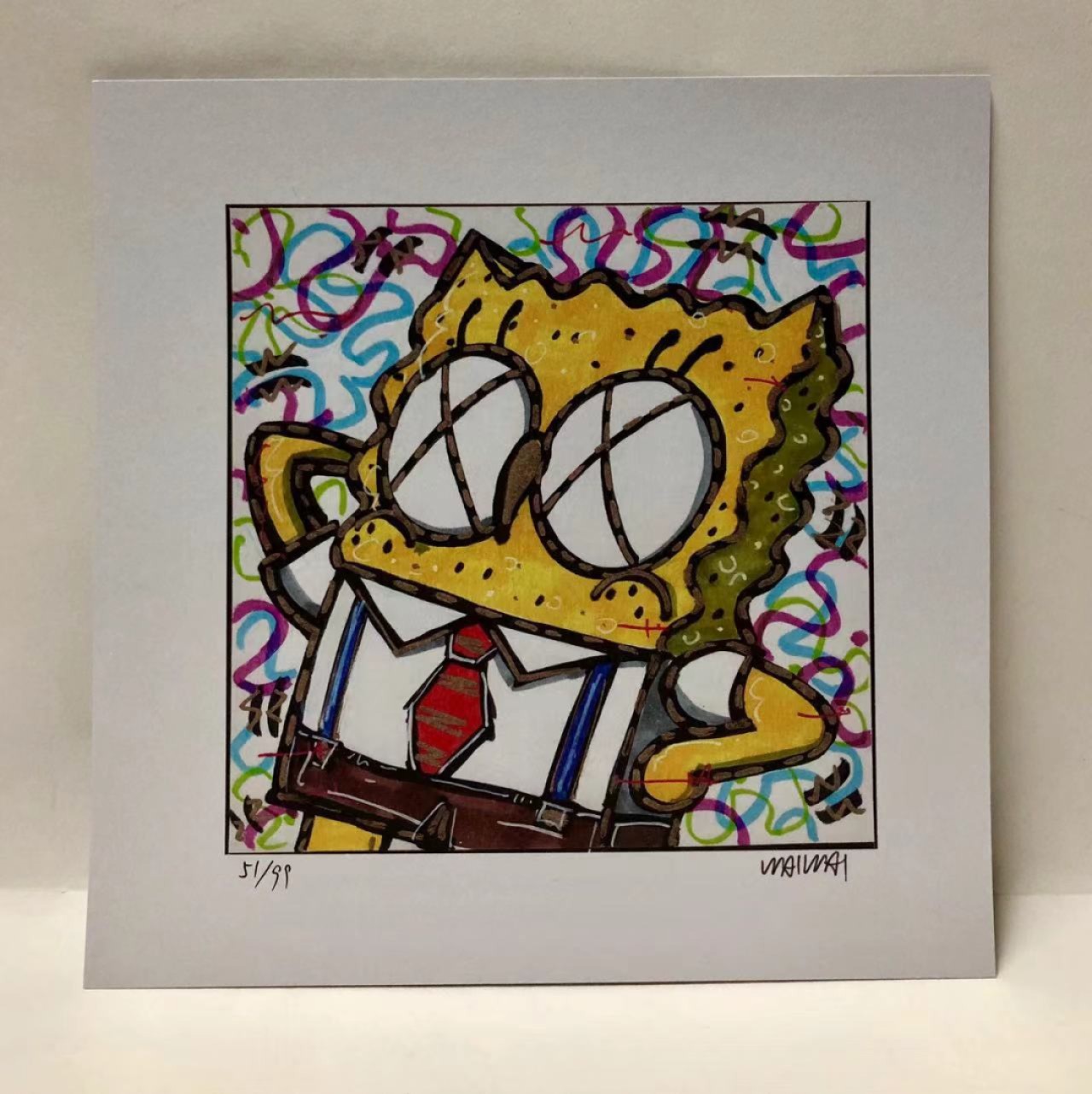 零元拍：歪歪亲笔签名 OWSON系列限量插画复制画《海绵宝宝》