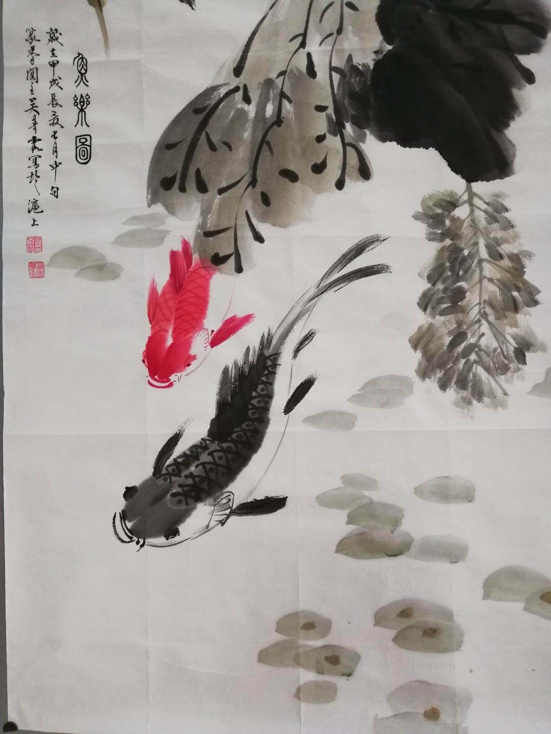 保真手绘名家小写意水墨花鸟国画一幅。 