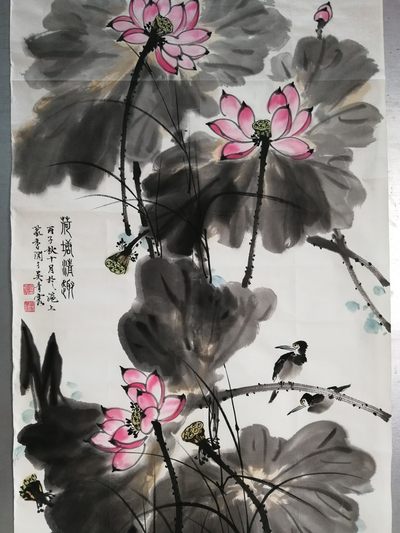 保真手绘名家小写意水墨花鸟国画一幅。  保真手绘名家小写意水墨花鸟国画一幅。 