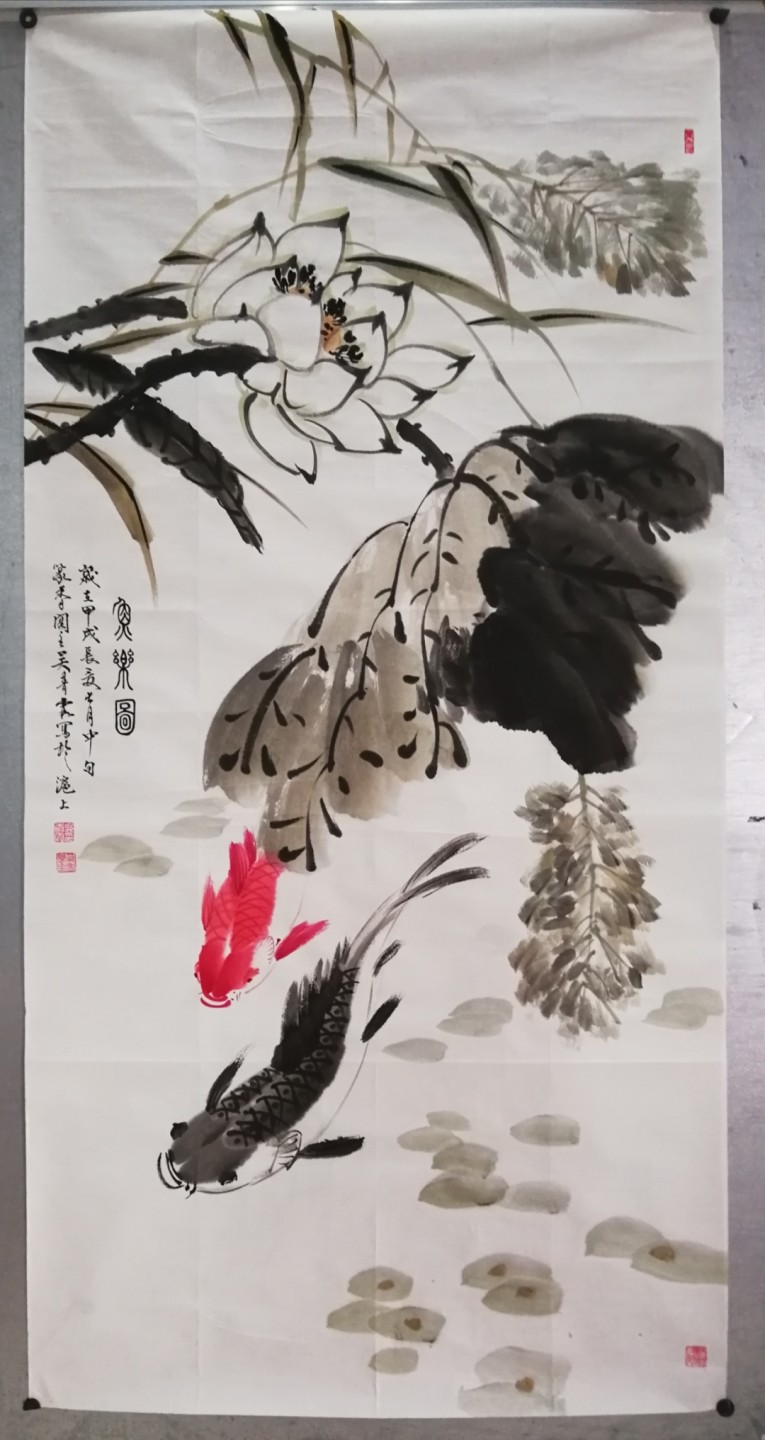 保真手绘名家小写意水墨花鸟国画一幅。 