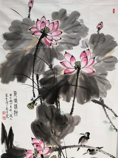 保真手绘名家小写意水墨花鸟国画一幅。  保真手绘名家小写意水墨花鸟国画一幅。 