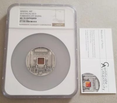 【币观天下】第183期钱币拍卖～  - NGC70-帕劳2015年紫禁城2盎司高浮镶嵌雕银币