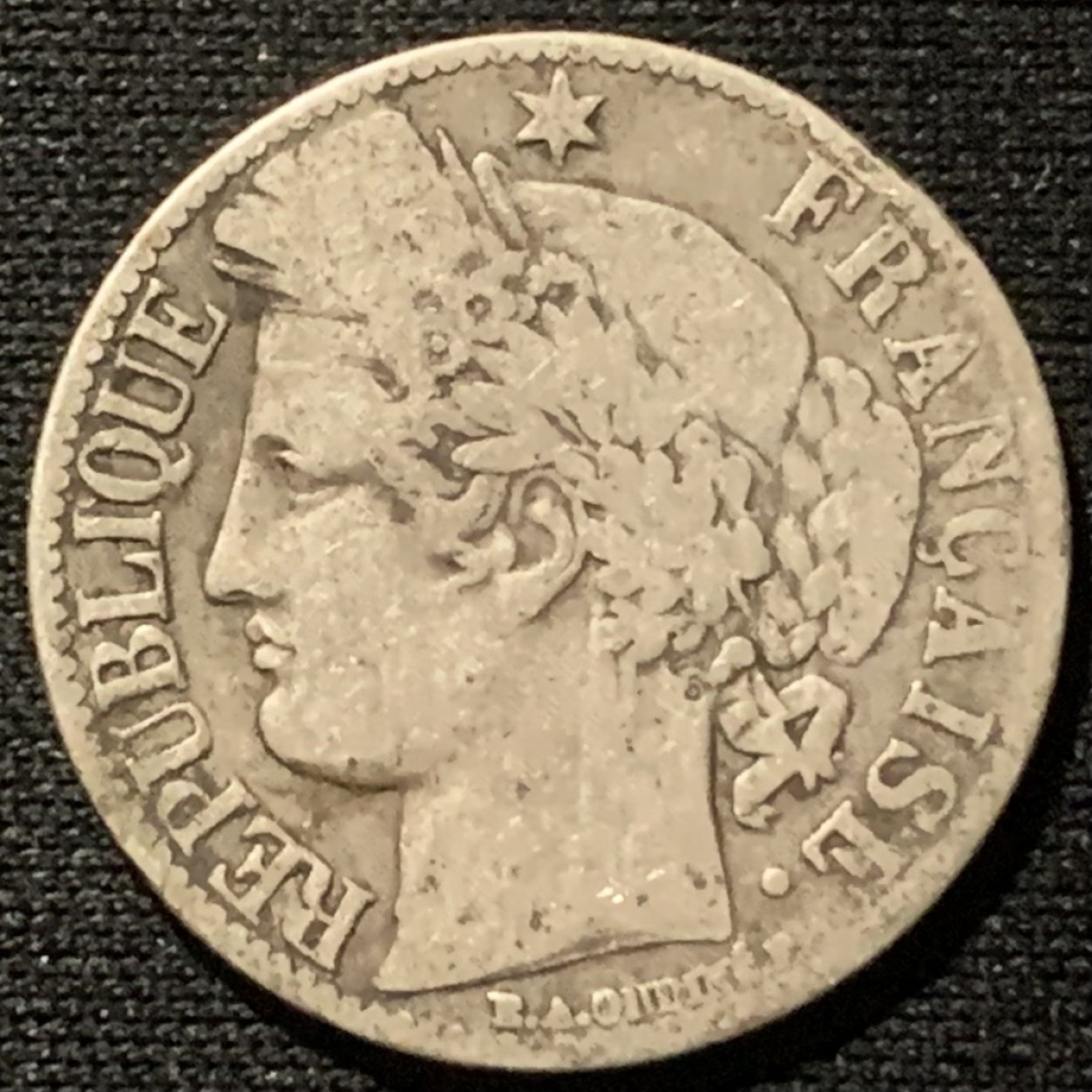 紫瑗钱币——第260期拍卖 法国 1871年 谷物女神 1法郎 5克 0.835银