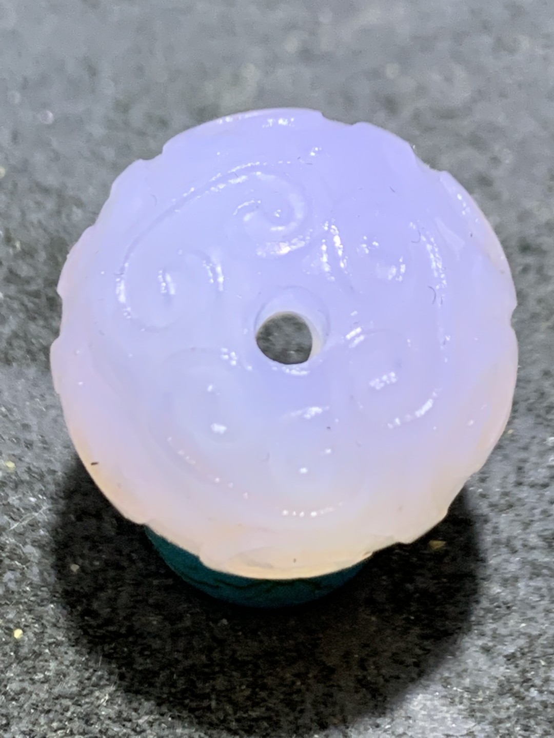精美稀有紫罗兰高冰荧光润料玛瑙2.0回纹珠一颗