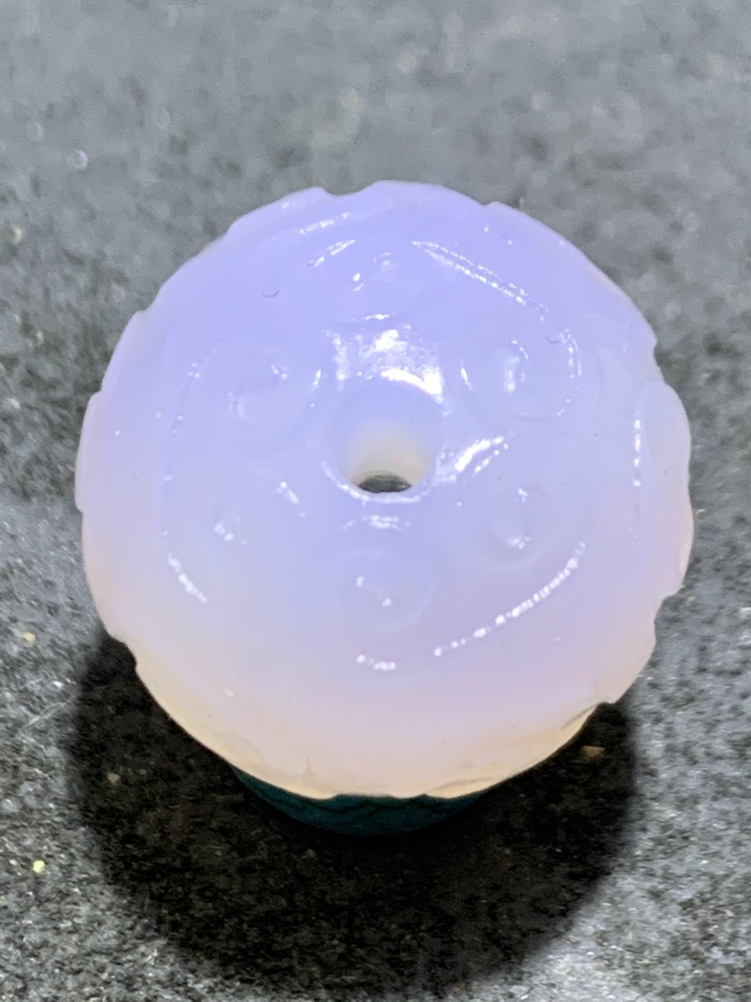 精美稀有紫罗兰高冰荧光润料玛瑙2.0回纹珠一颗