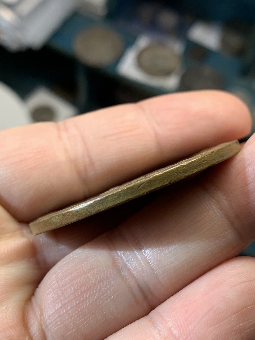 《竞宝斋》第46场-本周日，周一2场连拍（全场顺丰包邮） 1912年比利时列日大铜章 原味带环