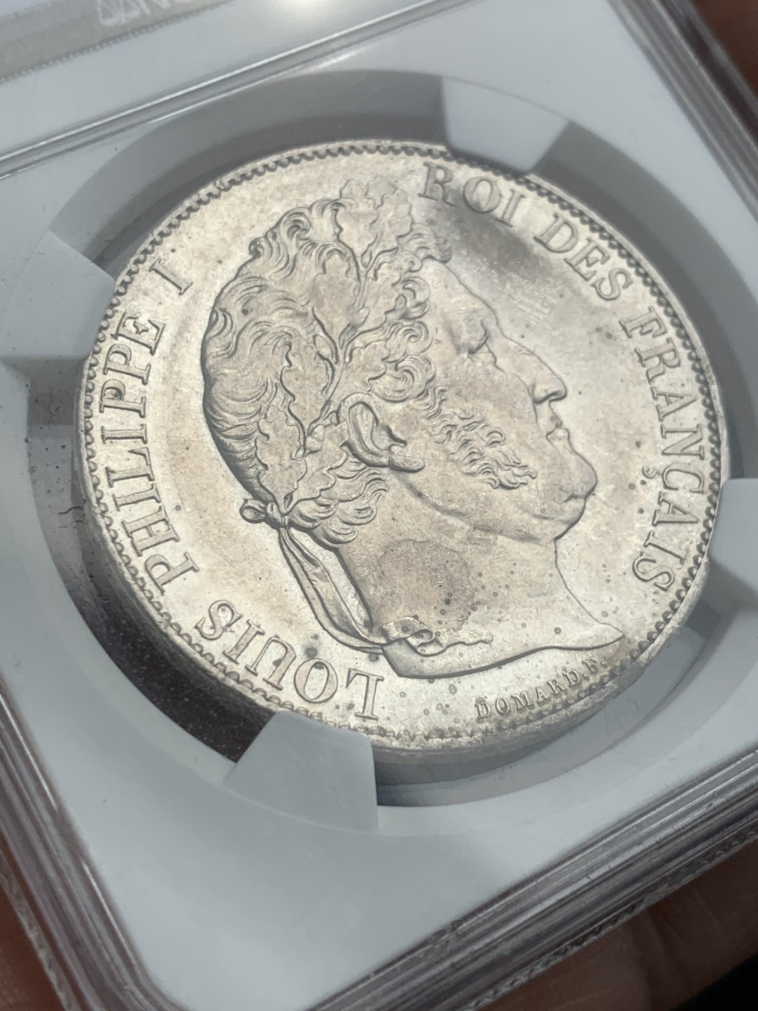 《竞宝斋》第46场-本周日，周一2场连拍（全场顺丰包邮） NGC MS61 1847年法国路易菲利普5法郎  难得分数