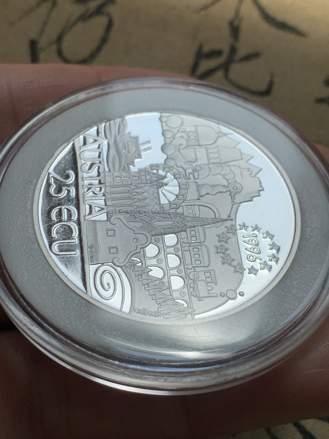 《竞宝斋》第46场-本周日，周一2场连拍（全场顺丰包邮） 1996年 奥地利25埃居 纪念莫扎特 大银币 