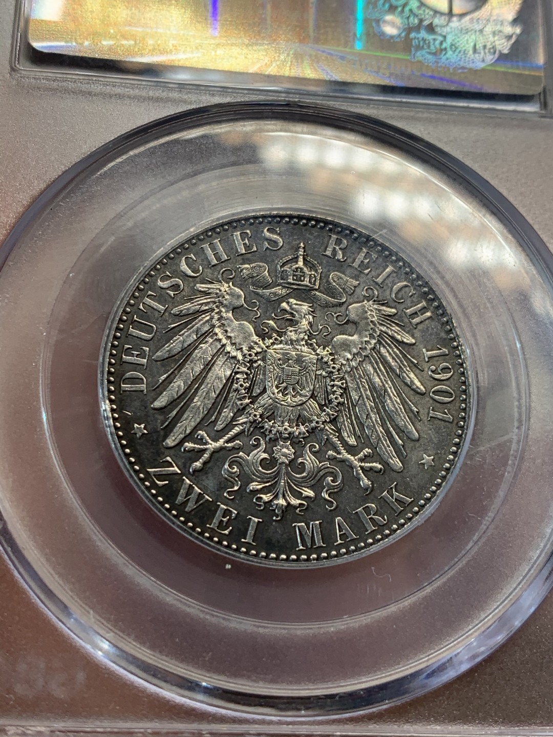 《竞宝斋》第46场-本周日，周一2场连拍（全场顺丰包邮） 公博au55 1901年德国2马克普鲁士建国200周年银币 好味道 德系热门品种