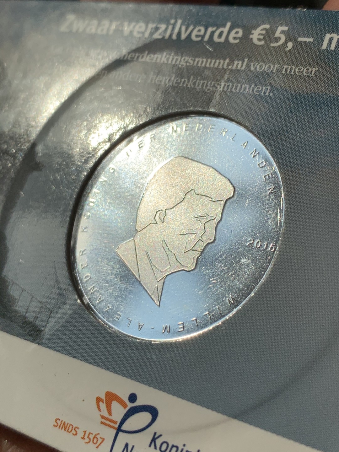 《竞宝斋》第46场-本周日，周一2场连拍（全场顺丰包邮） 2015年荷兰纪念滑铁卢200周年5欧元精制银币（人物为：威廉·亚历山大·孔宁·德·内德兰）