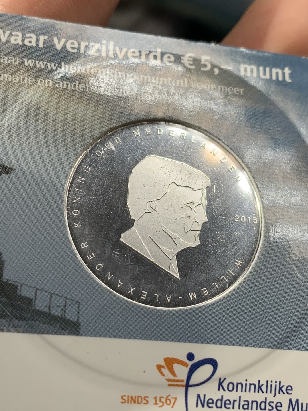 《竞宝斋》第46场-本周日，周一2场连拍（全场顺丰包邮） 2015年荷兰纪念滑铁卢200周年5欧元精制银币（人物为：威廉·亚历山大·孔宁·德·内德兰）
