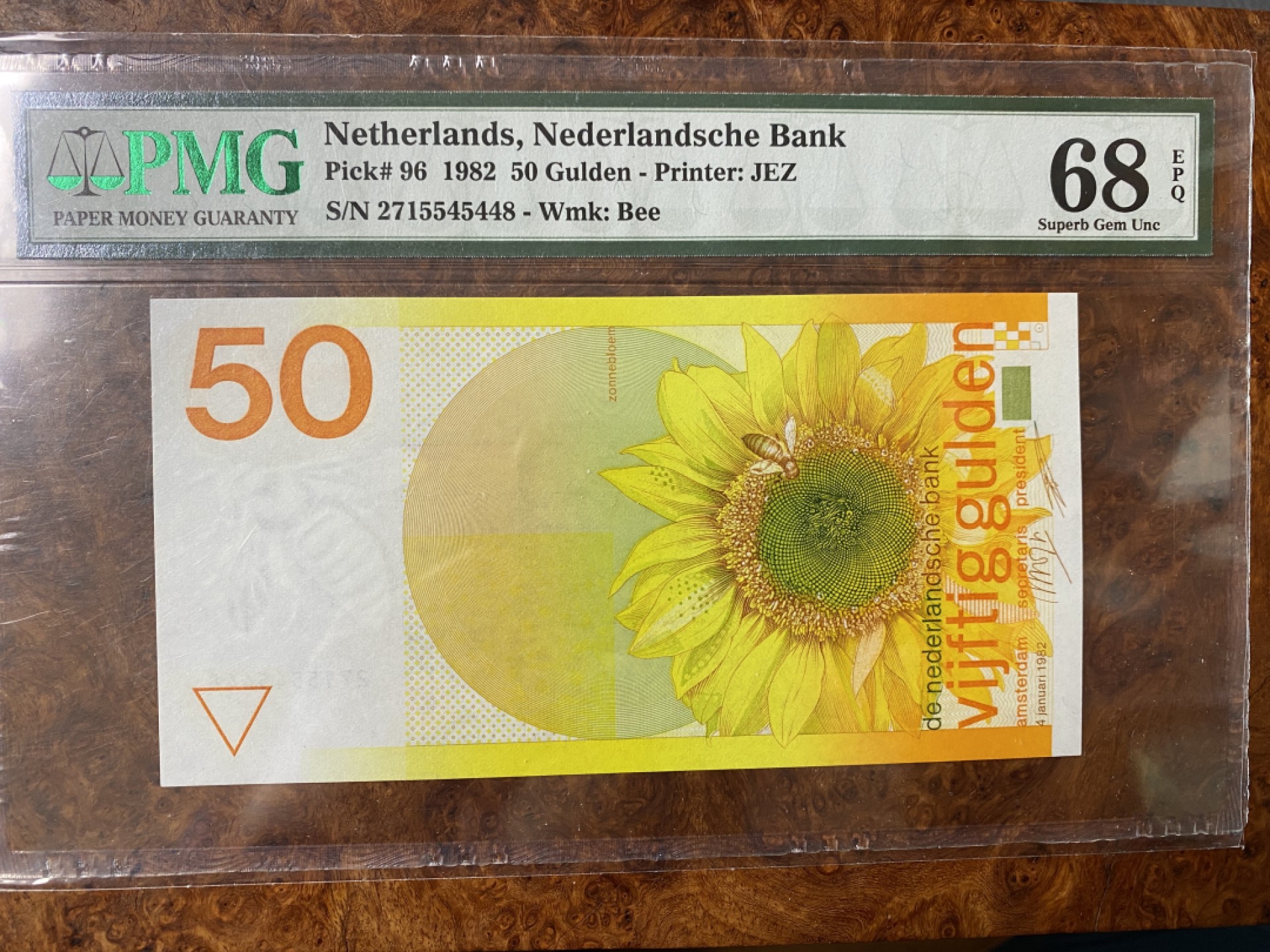 Chase Auction 第6期- - 中外纸币、硬币、民国钞联拍！ 1982年荷兰50盾，PMG68分，高分向日葵！越来越稀少！