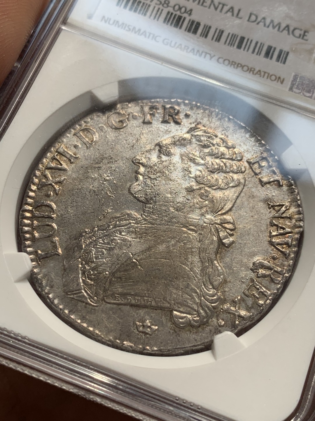 《竞宝斋》第46场-本周日，周一2场连拍（全场顺丰包邮） NGC UNCD 1789年路易十六埃居 少见UNC，深打无减重，状态不错