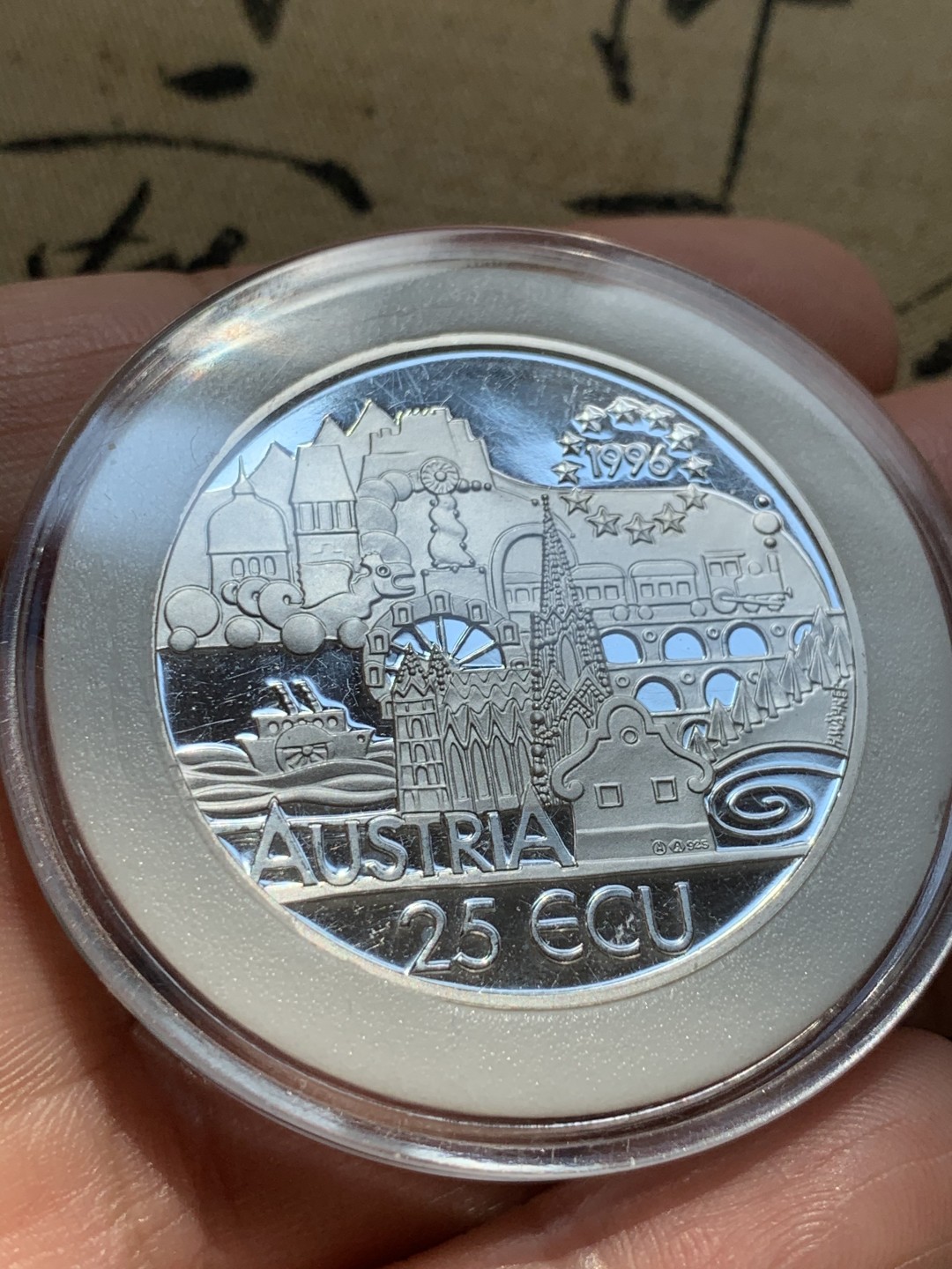 《竞宝斋》第46场-本周日，周一2场连拍（全场顺丰包邮） 1996年 奥地利25埃居 纪念莫扎特 大银币 