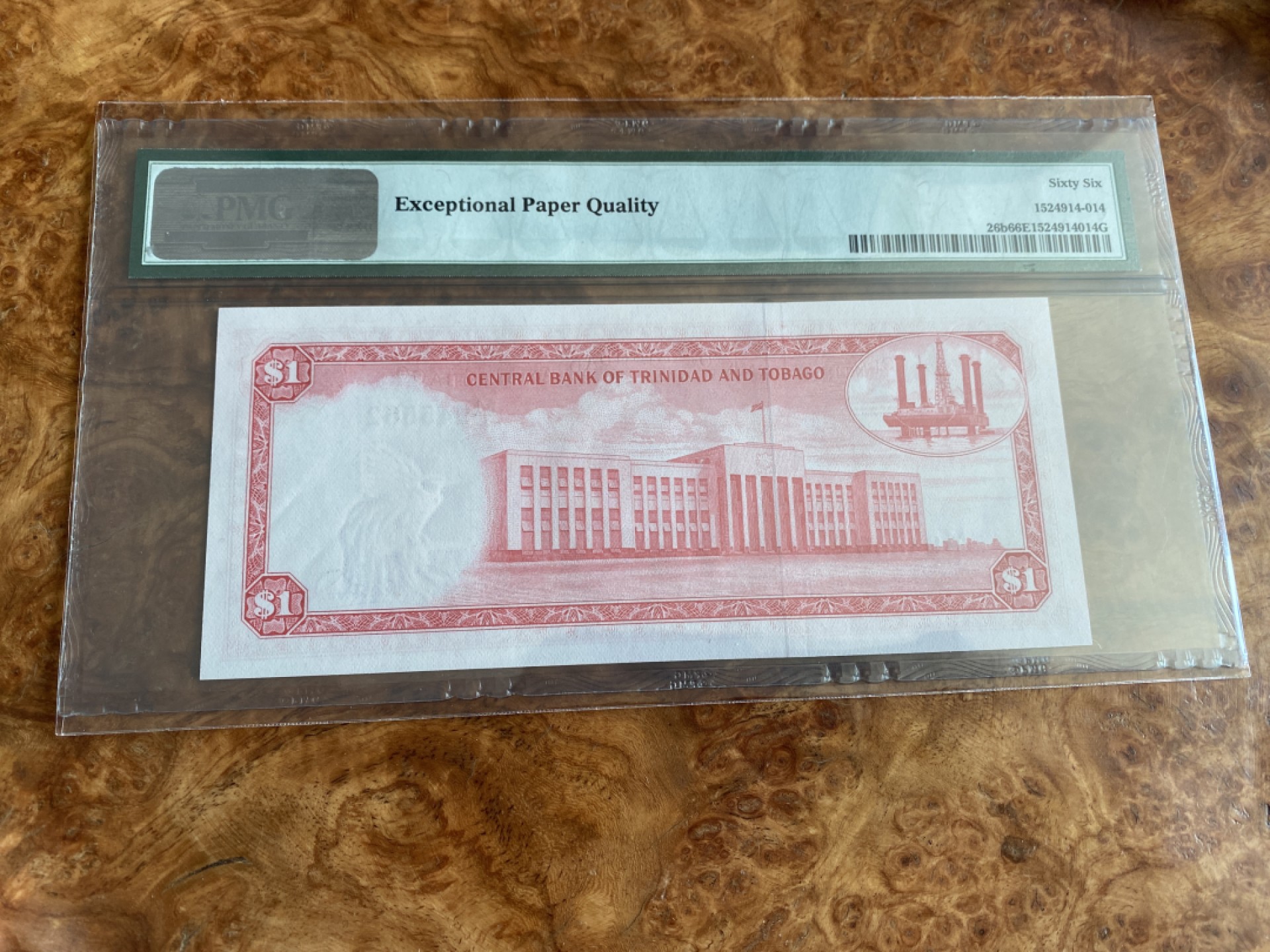 Chase Auction 第6期- - 中外纸币、硬币、民国钞联拍！ 1964年特立尼达和多巴哥1元，PMG66分，戎装女王！