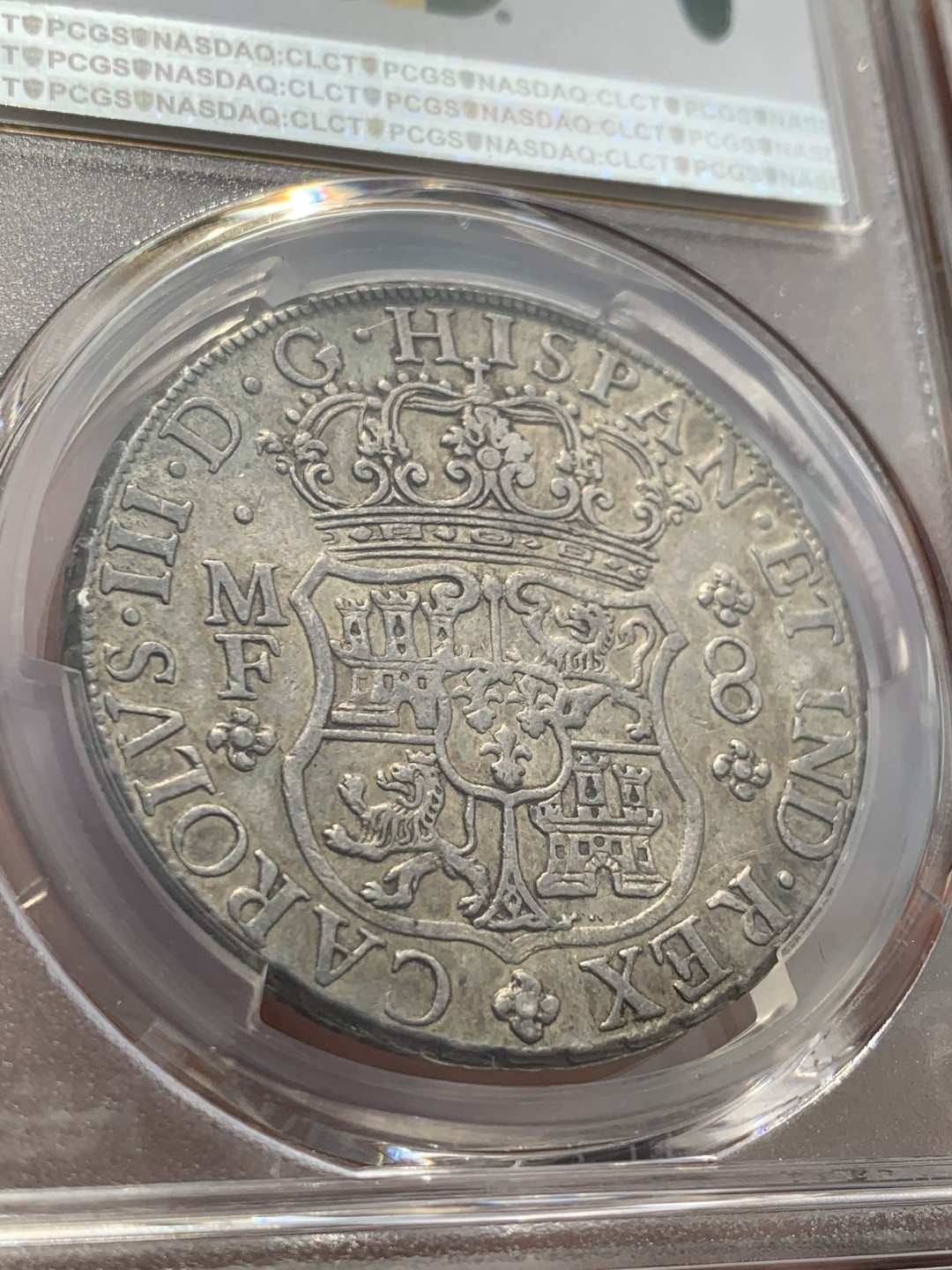 《竞宝斋》第46场-本周日，周一2场连拍（全场顺丰包邮） NGC-XF45  墨西哥地球1765  8 里亚尔  原味彩光  国外大拍都是一千多刀起  收藏最佳选择