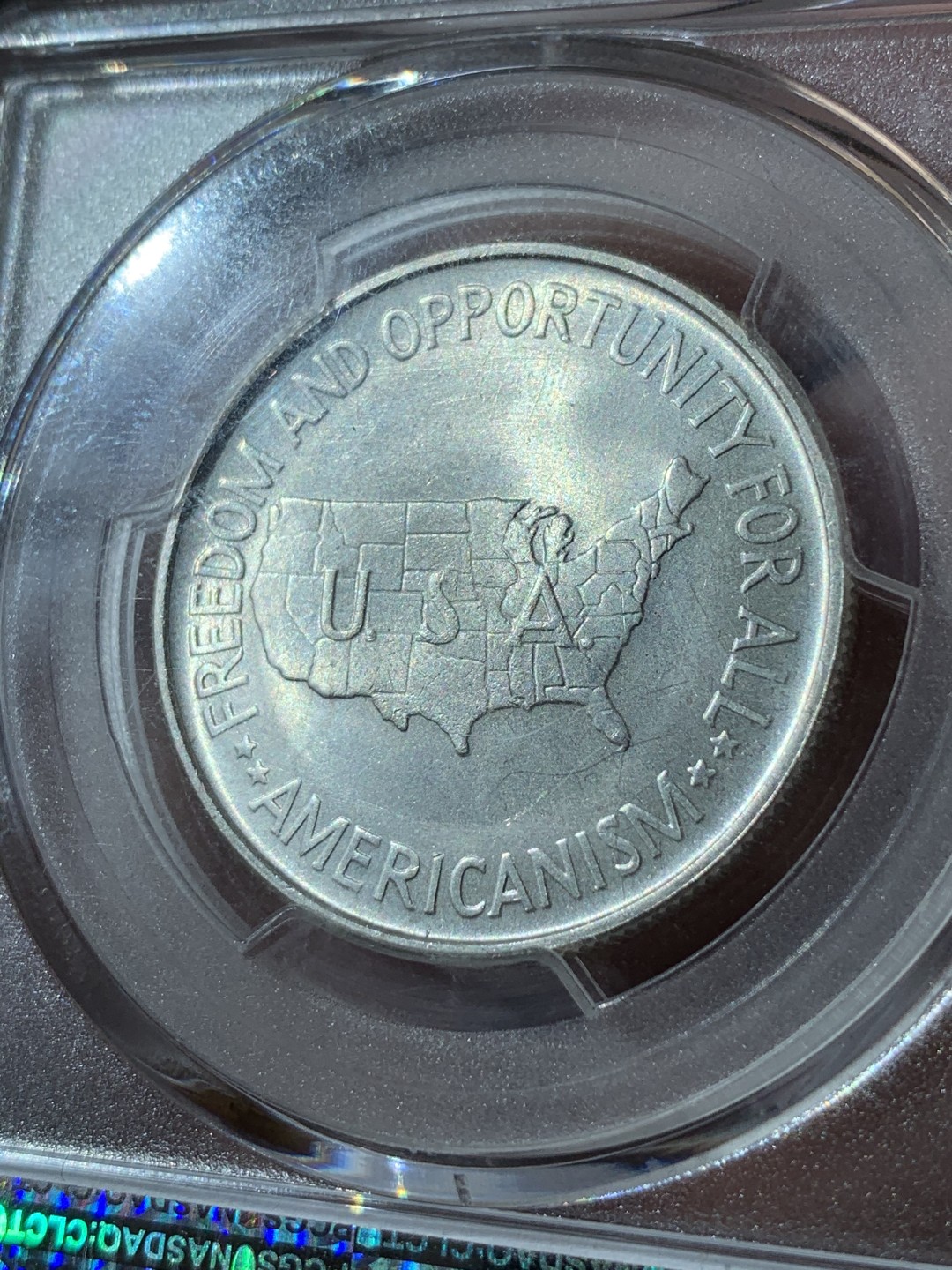 《竞宝斋》第46场-本周日，周一2场连拍（全场顺丰包邮） PCGS MS65 美国 1953年 布克华盛顿50分银币  非常好的状态