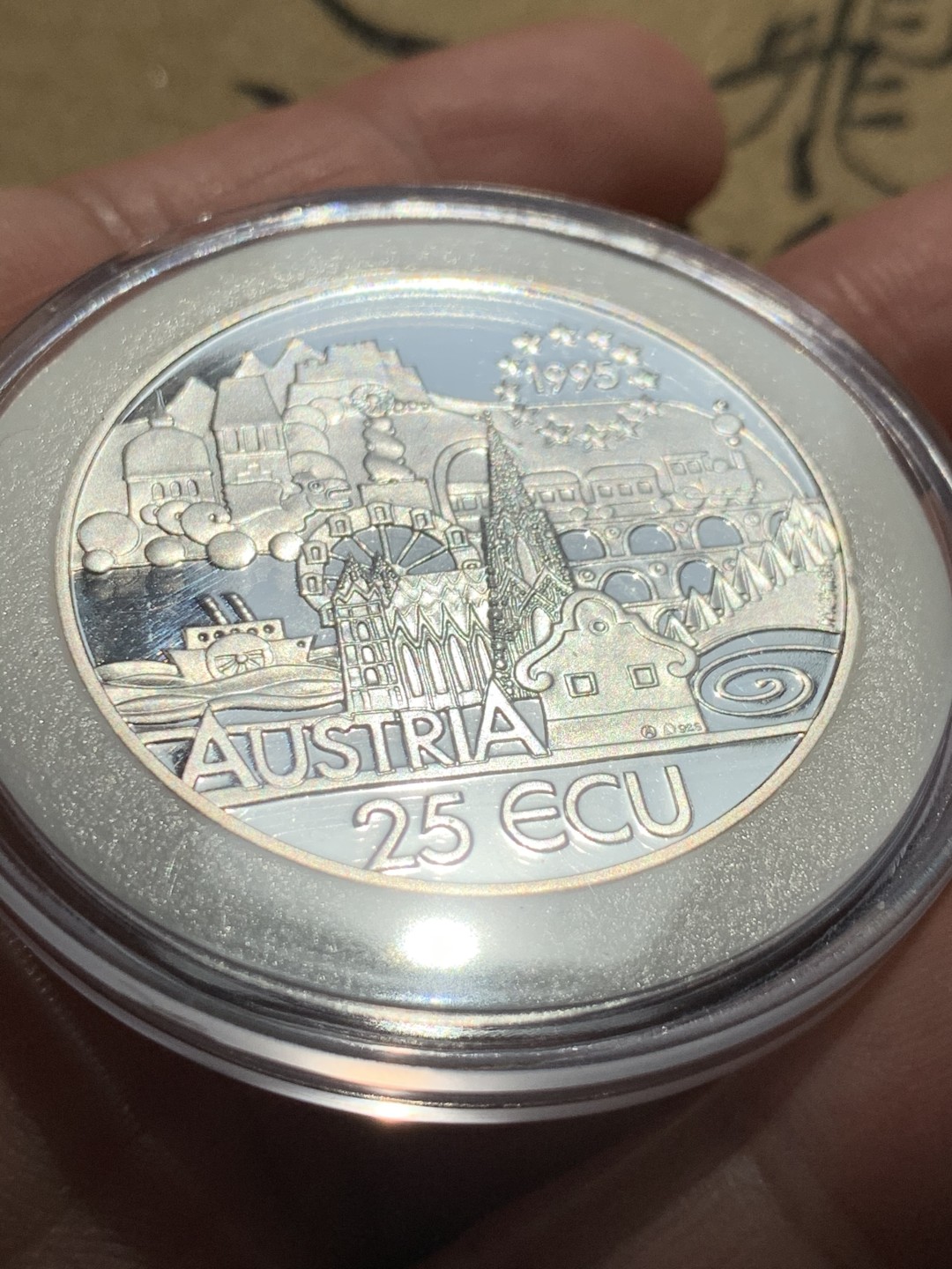 《竞宝斋》第46场-本周日，周一2场连拍（全场顺丰包邮） 1995年 奥地利25埃居 纪念音乐家斯特劳斯大银币