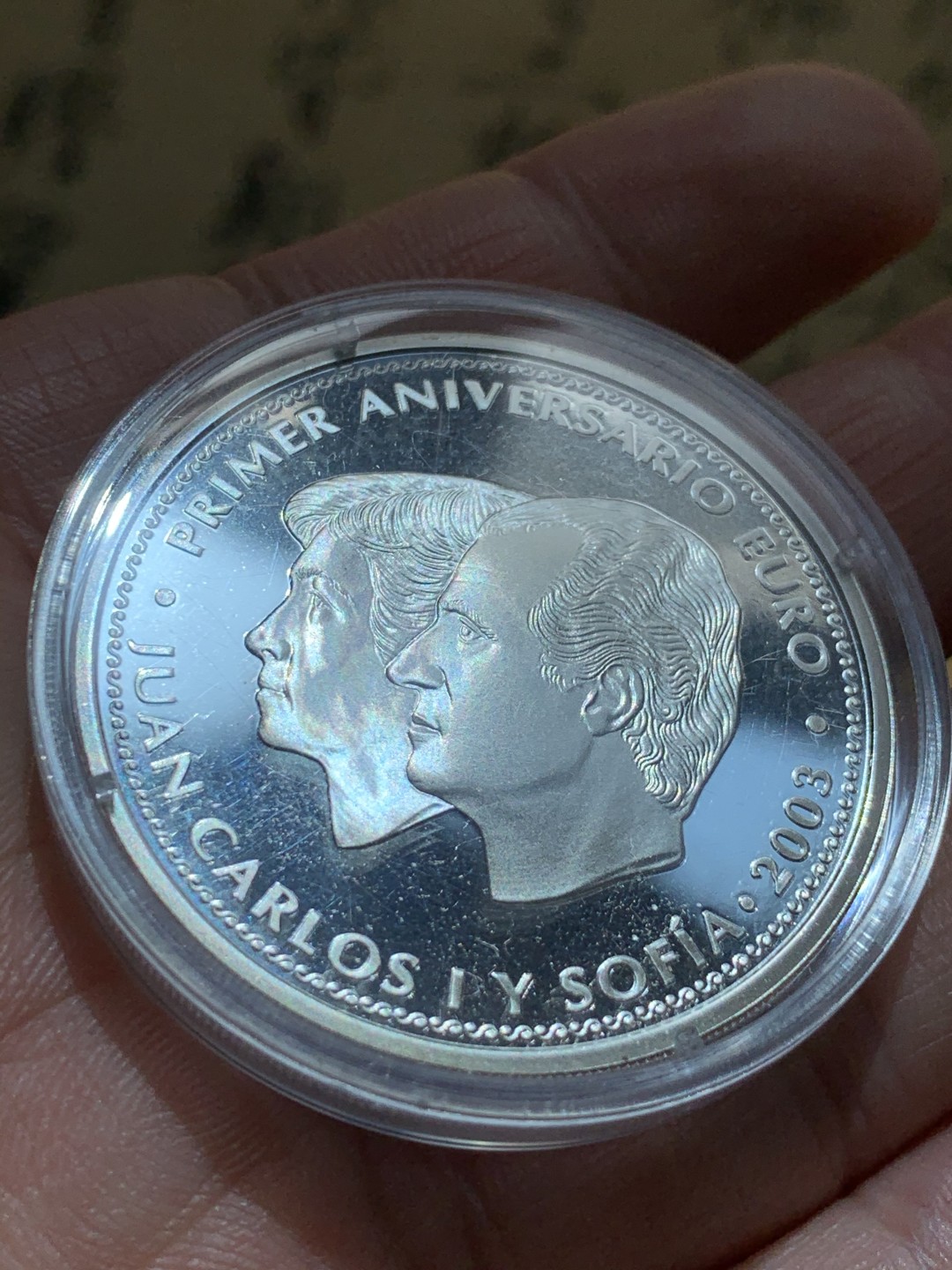 《竞宝斋》第46场-本周日，周一2场连拍（全场顺丰包邮） 2003年 西班牙 欧洲女神骑牛银币 10欧元