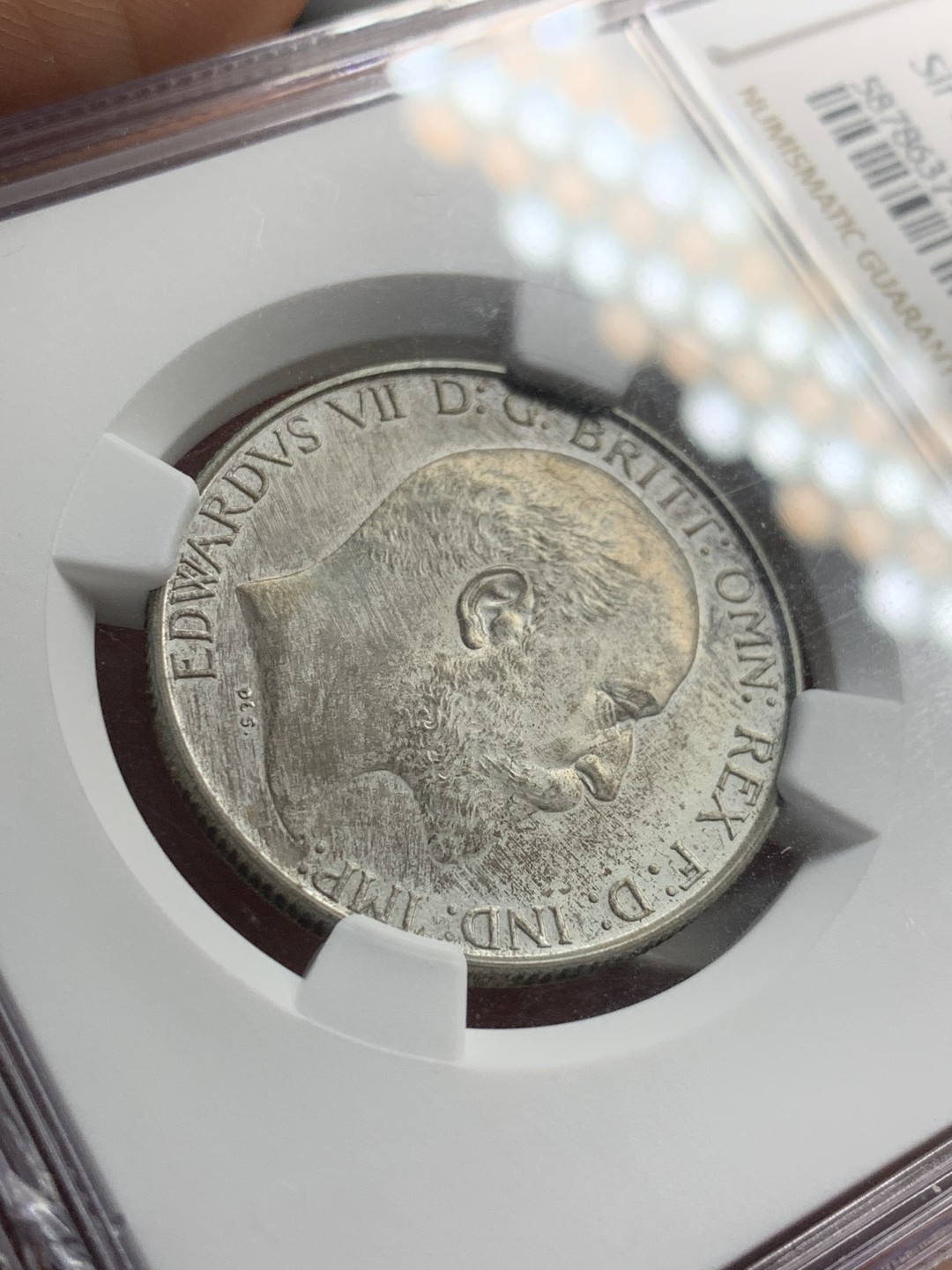 《竞宝斋》第46场-本周日，周一2场连拍（全场顺丰包邮） NGC PF63 MATTTE 英国1902年 爱七精制 海神弗洛林 银币 sir rodney sweetnam coll加收藏标签