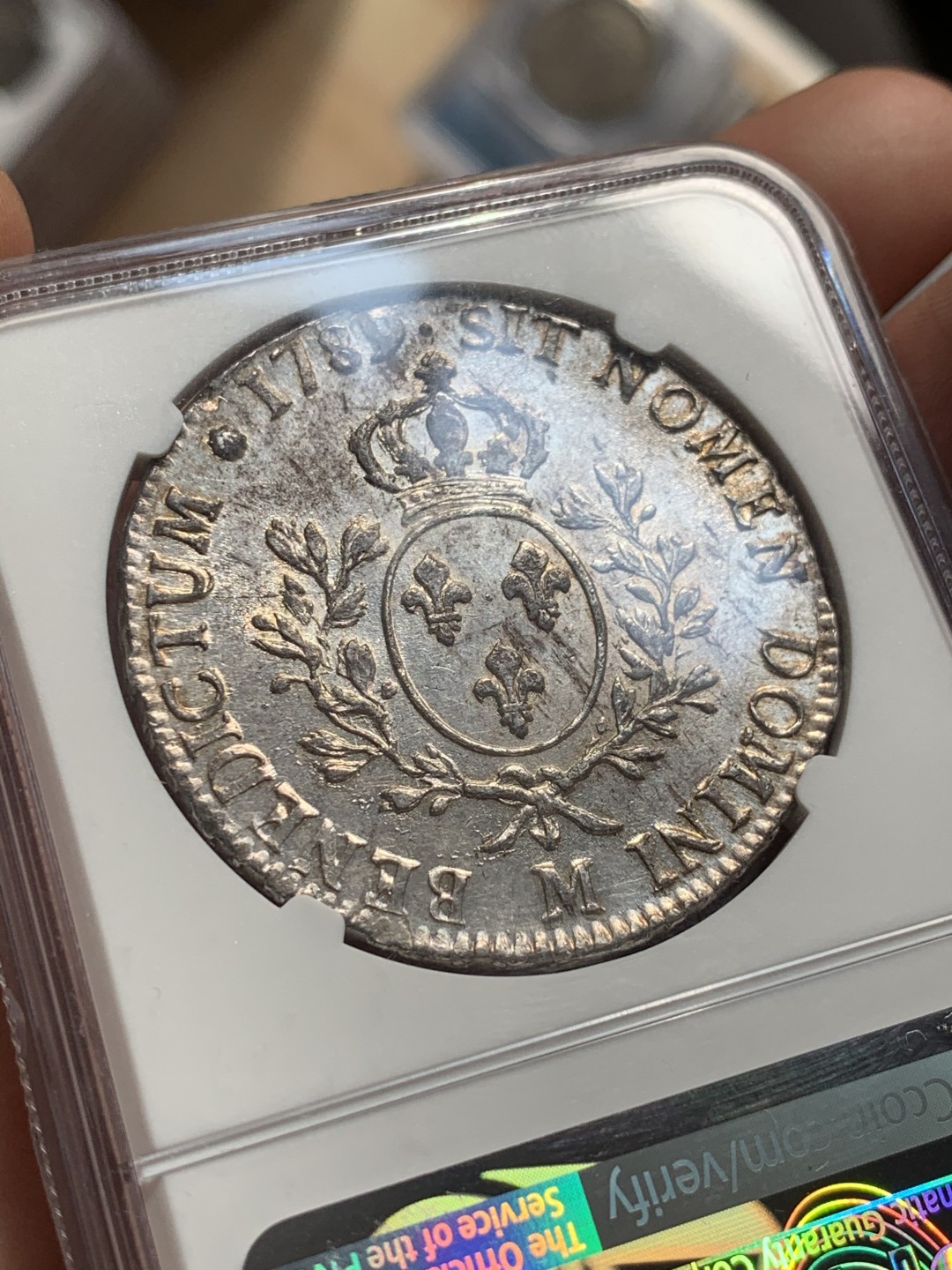 《竞宝斋》第46场-本周日，周一2场连拍（全场顺丰包邮） NGC UNCD 1789年路易十六埃居 少见UNC，深打无减重，状态不错