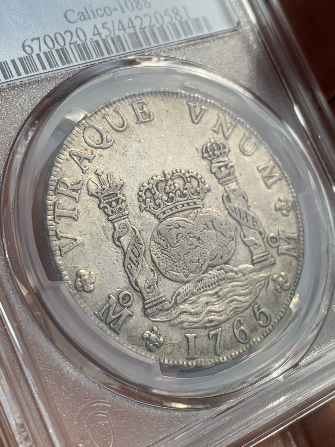 《竞宝斋》第46场-本周日，周一2场连拍（全场顺丰包邮） NGC-XF45  墨西哥地球1765  8 里亚尔  原味彩光  国外大拍都是一千多刀起  收藏最佳选择