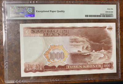 1985年挪威1000克朗，PMG66分，名誉品易卜生！