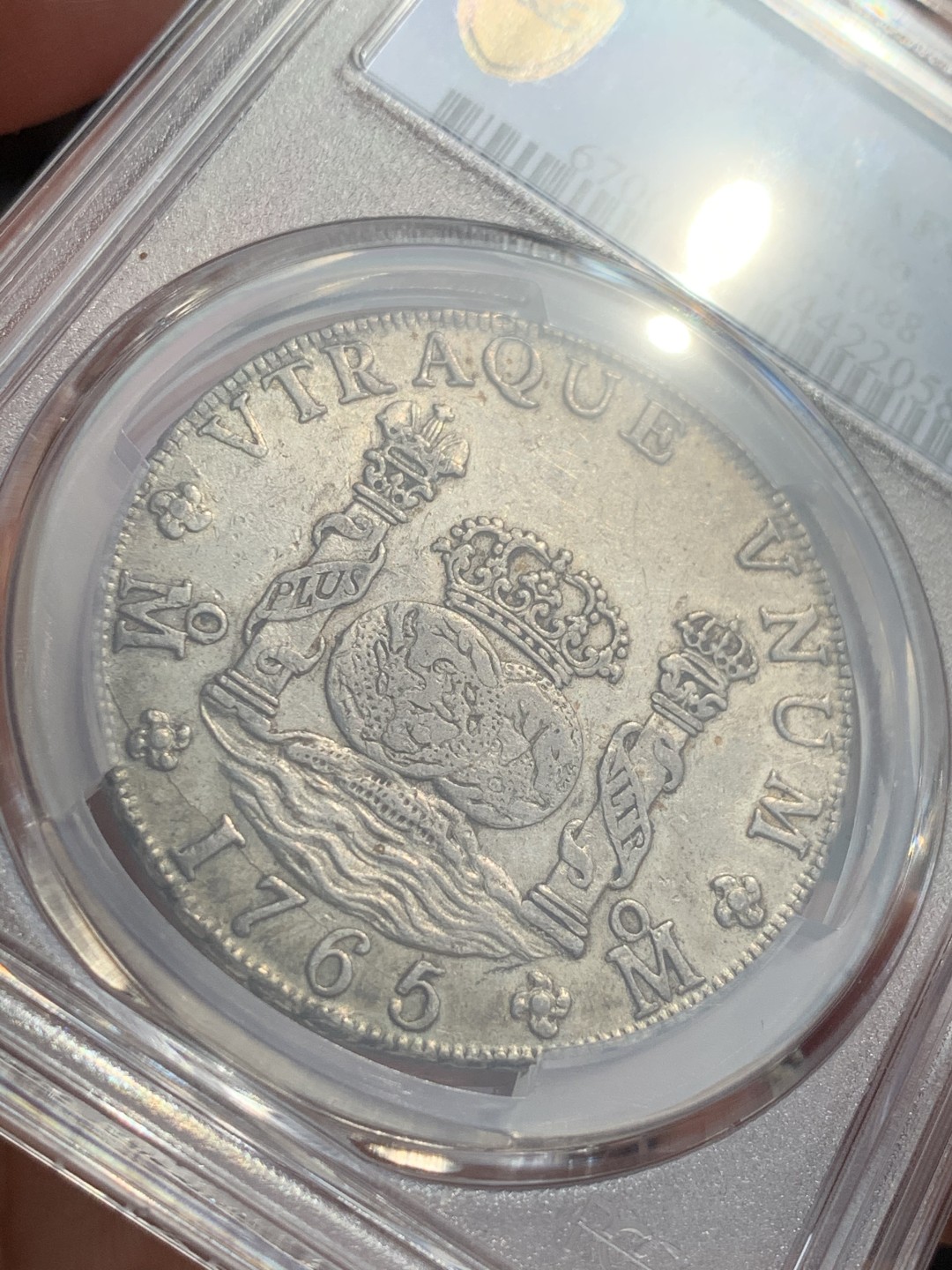 《竞宝斋》第46场-本周日，周一2场连拍（全场顺丰包邮） NGC-XF45  墨西哥地球1765  8 里亚尔  原味彩光  国外大拍都是一千多刀起  收藏最佳选择