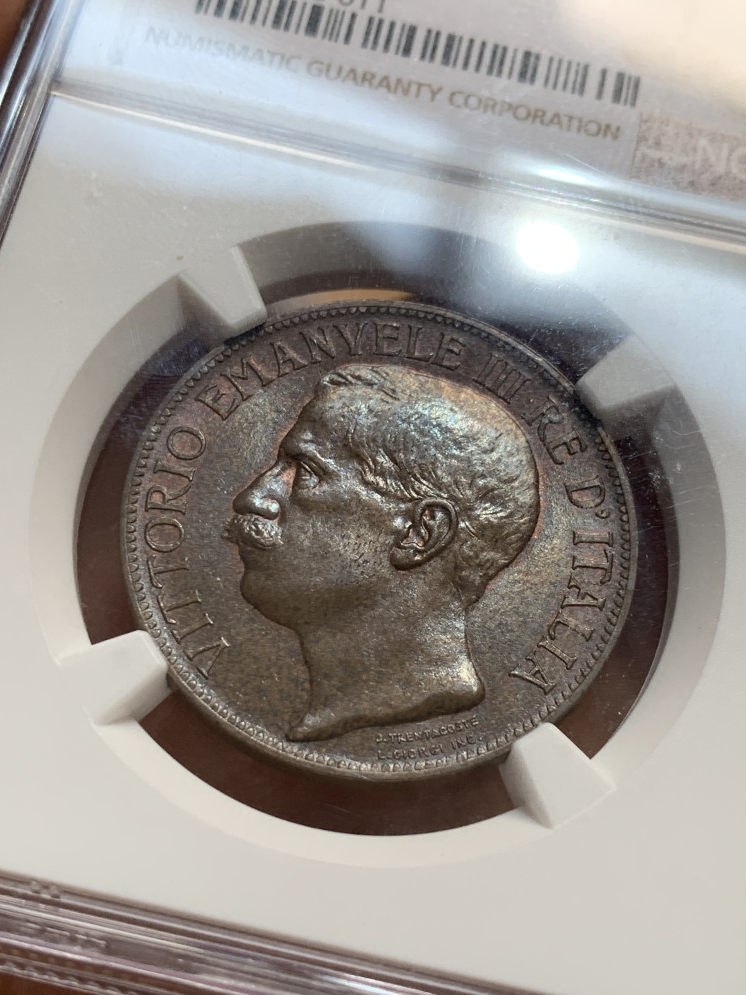 《竞宝斋》第46场-本周日，周一2场连拍（全场顺丰包邮） NGC MS63 BN 意大利 1911 年 10分 托奶 大铜币 高分好状态