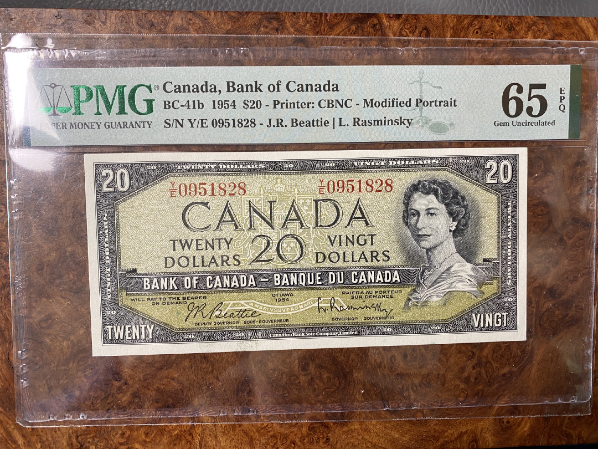 Chase Auction 第6期- - 中外纸币、硬币、民国钞联拍！ 1954年加拿大20元，PMG65分，无47尾8靓号！