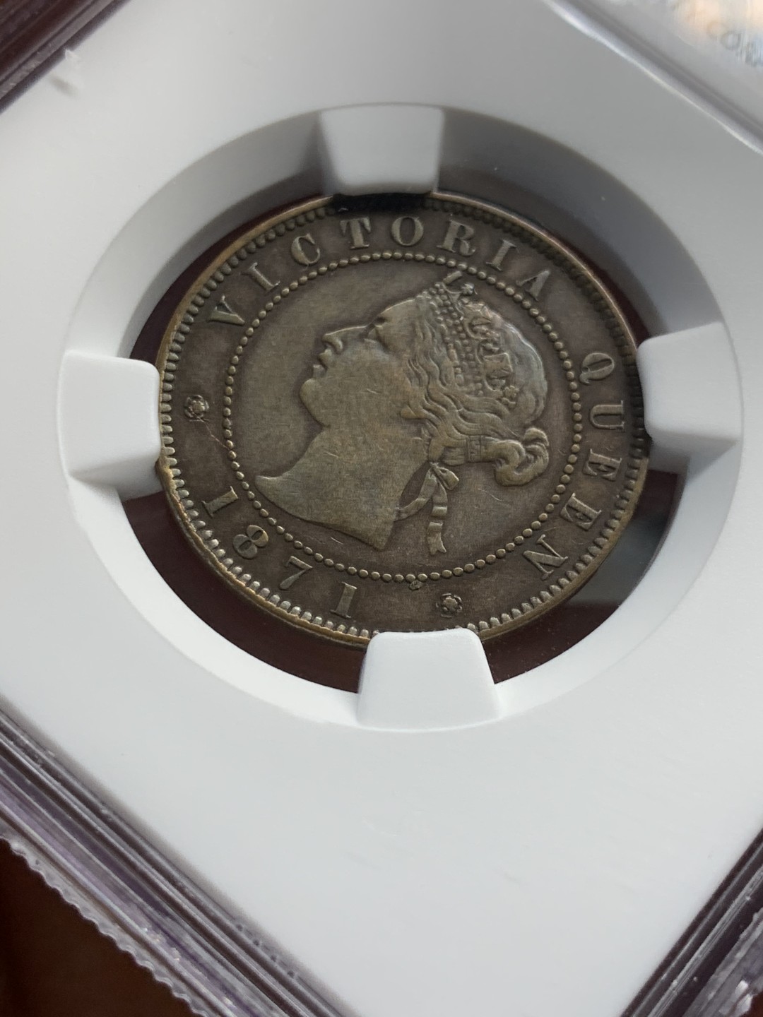 《竞宝斋》第46场-本周日，周一2场连拍（全场顺丰包邮） NGC 评级 少见好品 1871年 加拿大 爱德华王子岛 1C铜币