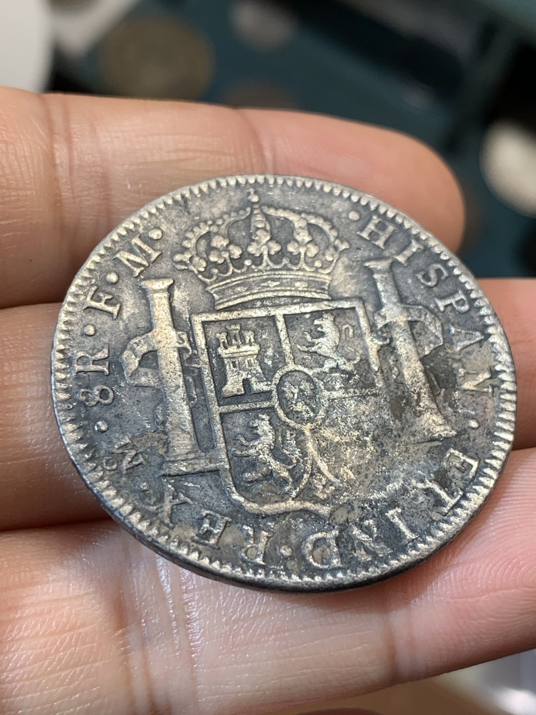 《竞宝斋》第46场-本周日，周一2场连拍（全场顺丰包邮） 西属 墨西哥 1794年 卡四 双柱8R 大银币