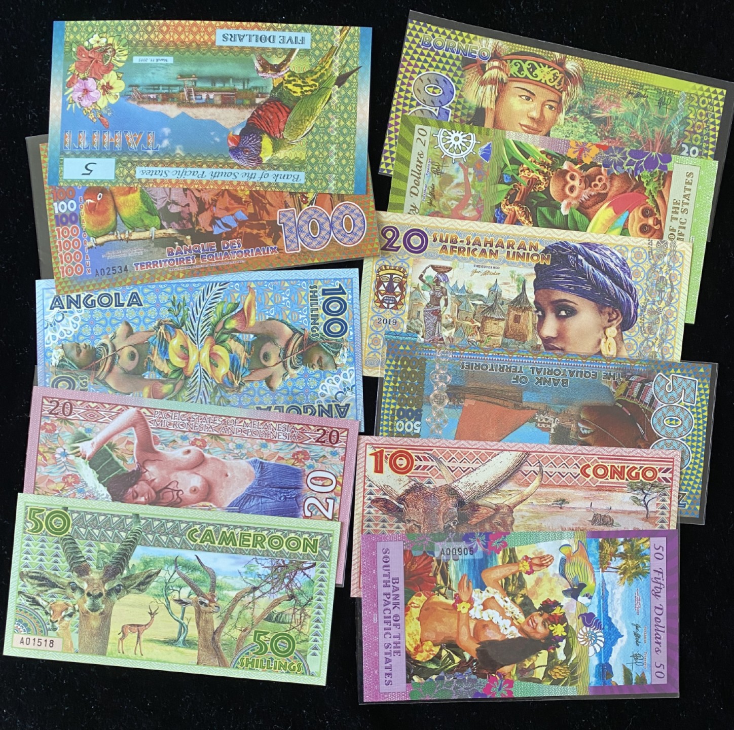 Chase Auction 第6期- - 中外纸币、硬币、民国钞联拍！ 非洲各国塑料钞11张，大票副！