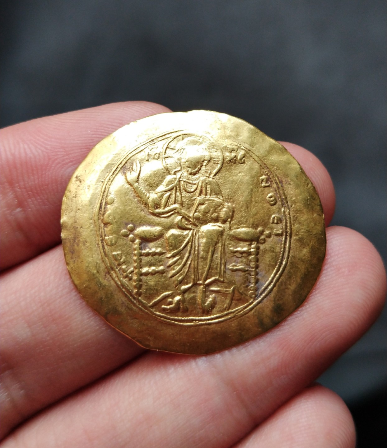 【拜占庭币】阿莱克修斯一世赫帕派伦金币基督金币拜占庭蝶形金币 