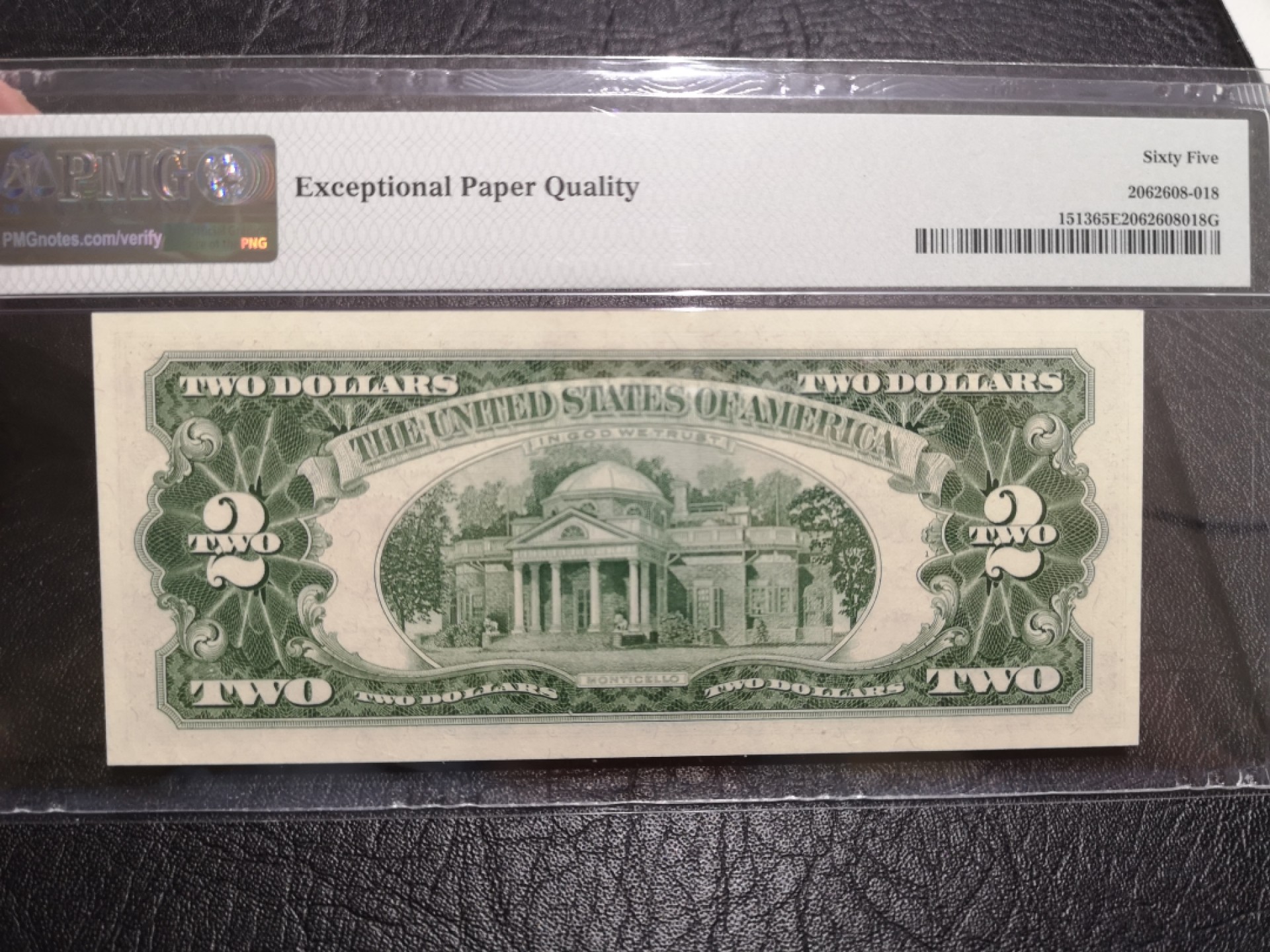 外钞收藏家》第一百七十四期拍卖 1963年2美元 红库印 PMG65