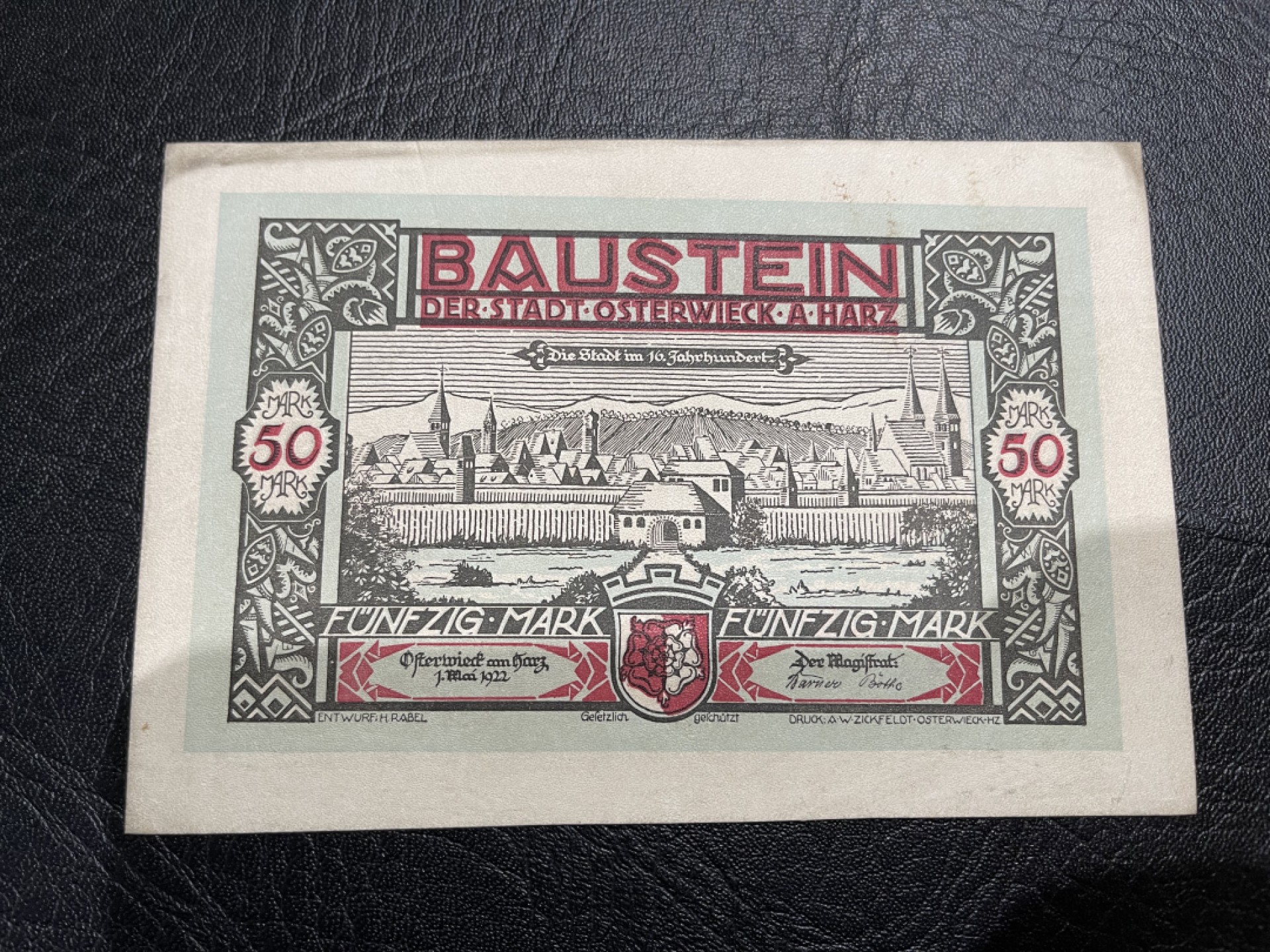 外钞收藏家》第一百七十四期拍卖 德国1922年羊皮钞票 50马克 AU品相