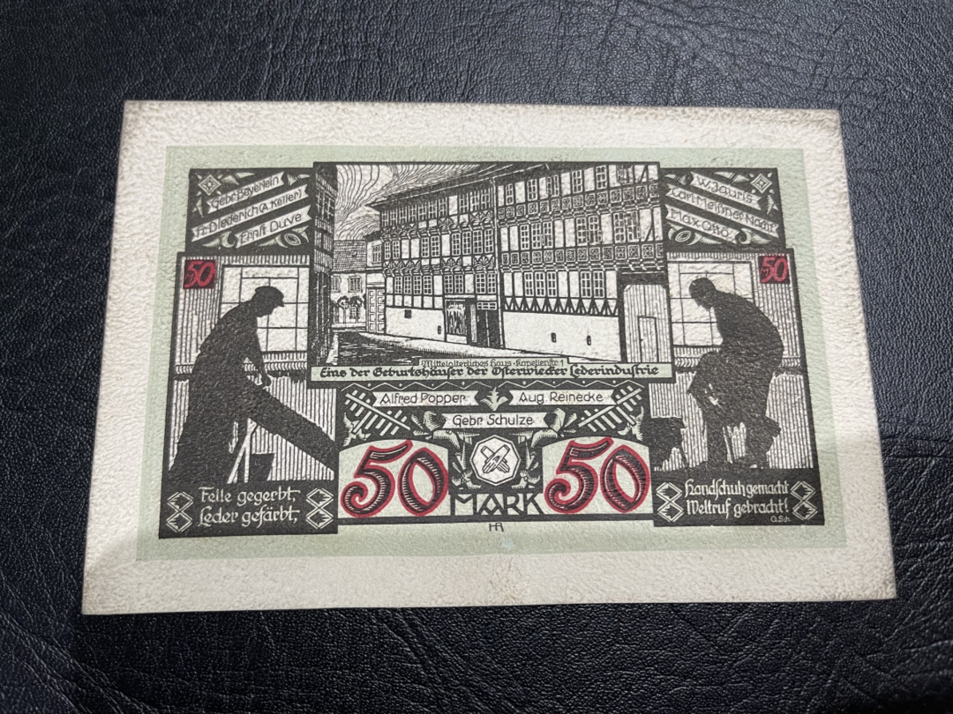 外钞收藏家》第一百七十四期拍卖 德国1922年羊皮钞票 50马克 AU品相