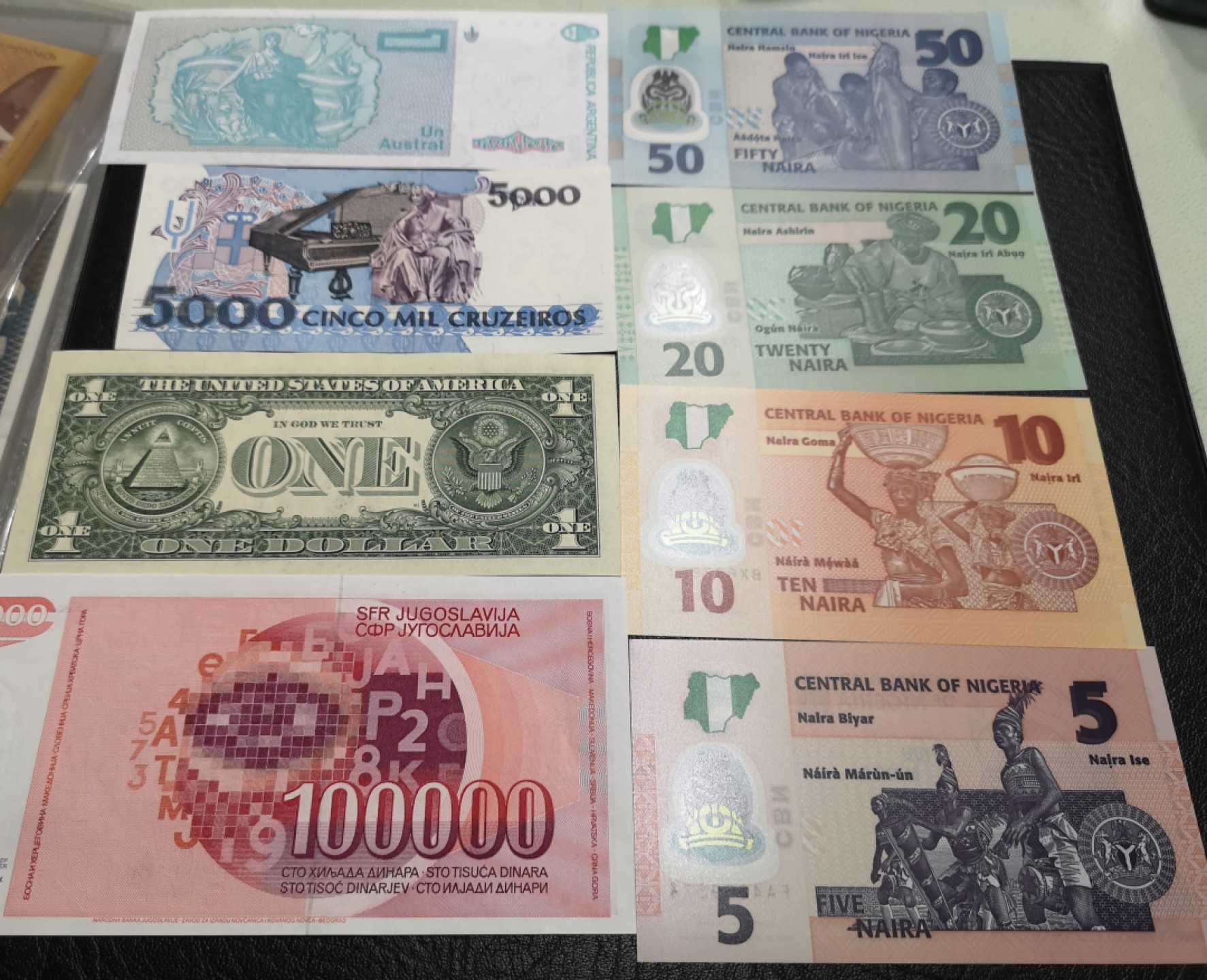 外钞收藏家》第一百七十四期拍卖 五个国家 8张纸币 全新UNC