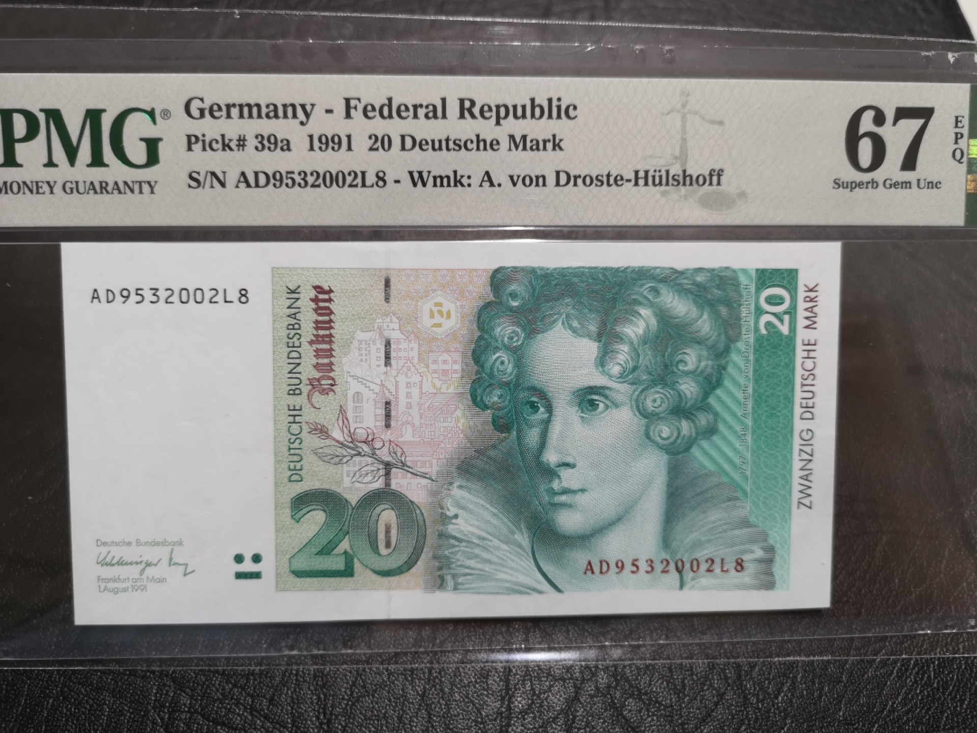 外钞收藏家》第一百七十四期拍卖 1991年德国末版20马克 PMG67 无47