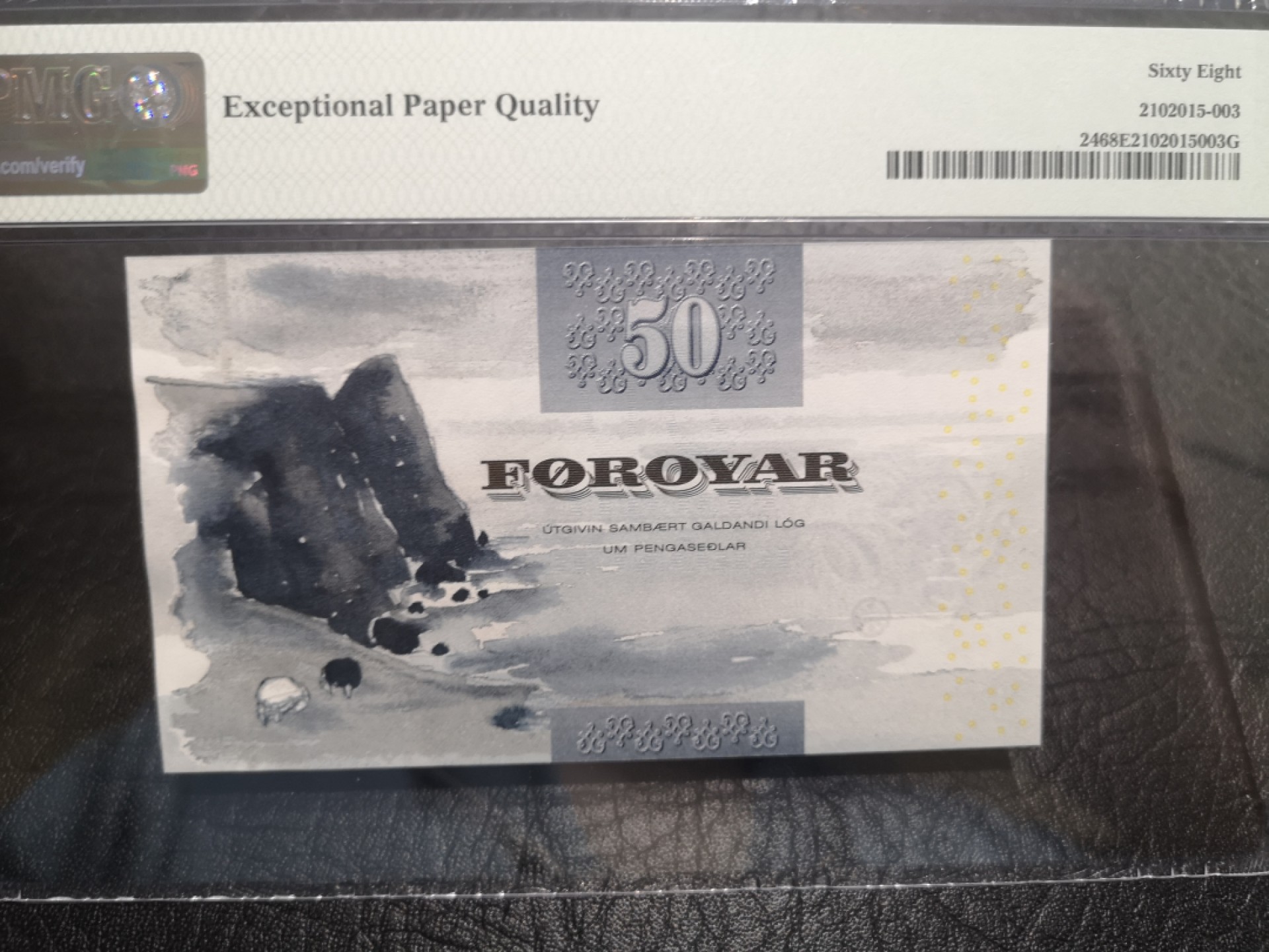 外钞收藏家》第一百七十四期拍卖 2001年法罗群岛50克朗 PMG68 初版