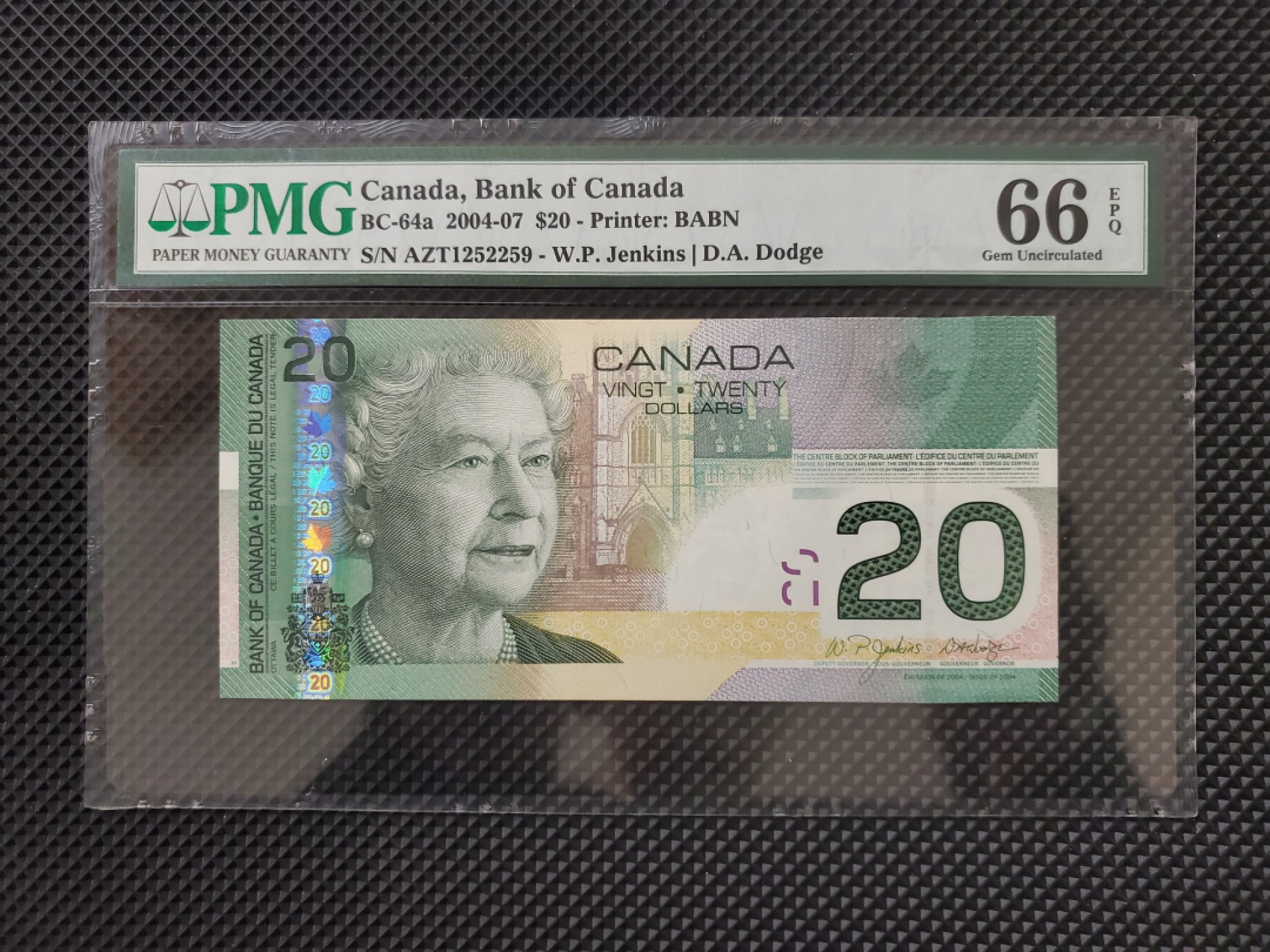 外钞收藏家》第一百七十四期拍卖 2004-07年加拿大20加元 PMG66 获奖年份 初版 无47