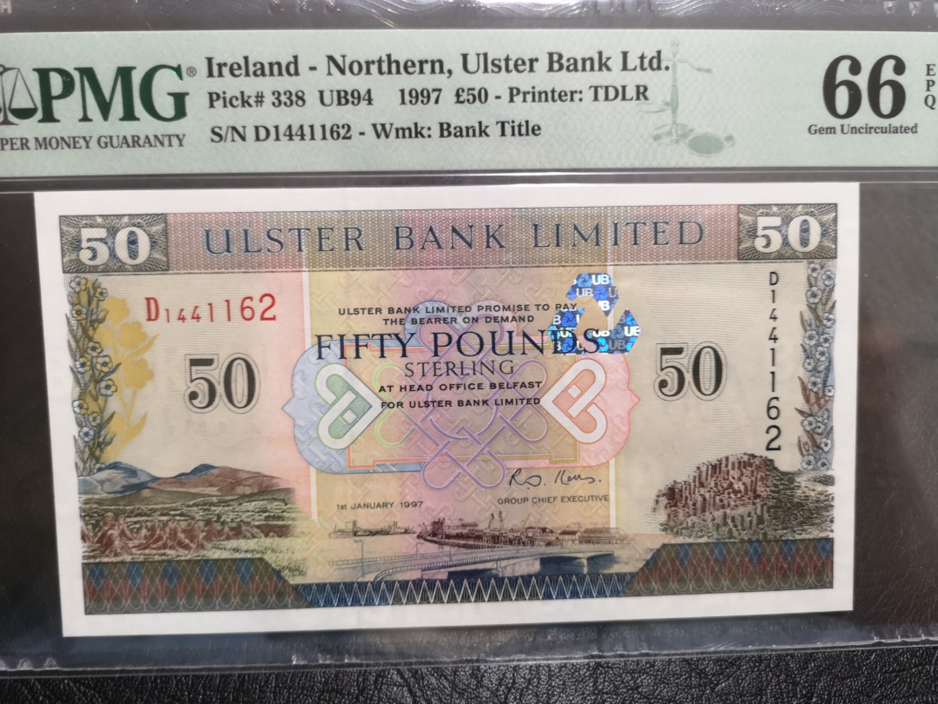 外钞收藏家》第一百七十四期拍卖 1997年北爱尔兰50镑 PMG66
