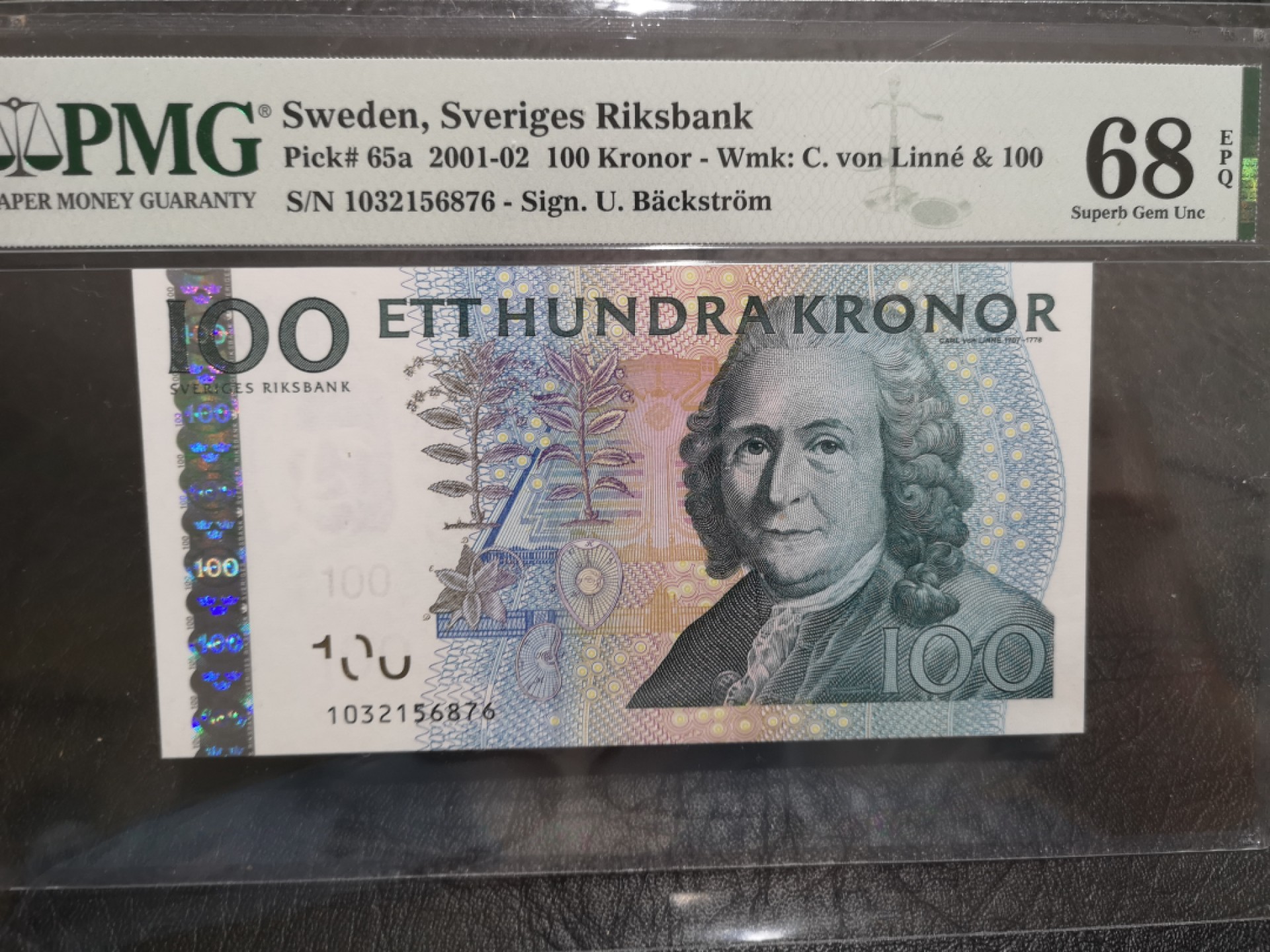 外钞收藏家》第一百七十四期拍卖 2001-02年瑞典100克朗 PMG68
